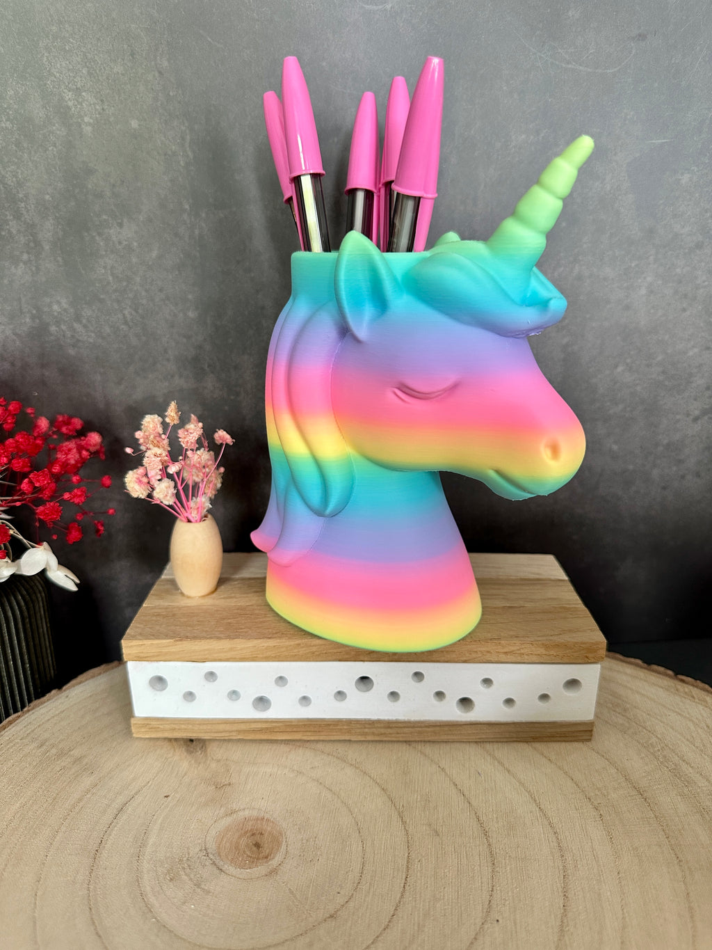 Einhorn Stiftehalter – Regenbogen Deko Geschenk für Schreibtisch & Kinderzimmer
