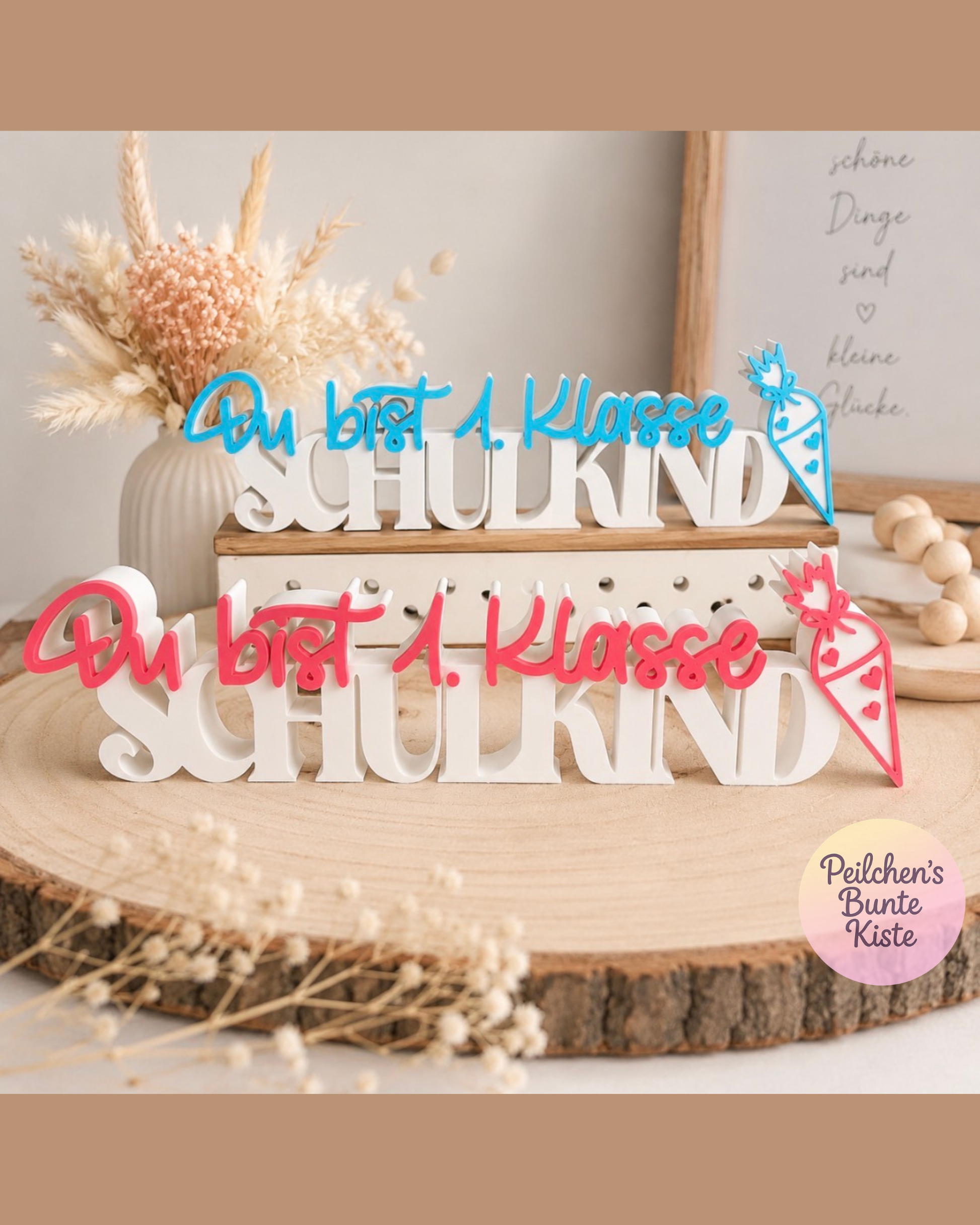 Schulkind Deko, Du bist 1. Klasse,3D-Druck Deko Aufsteller, Einschulung, Geschenk Mädchen und Jungen Farbe Personalisierbar, Schulanfang
