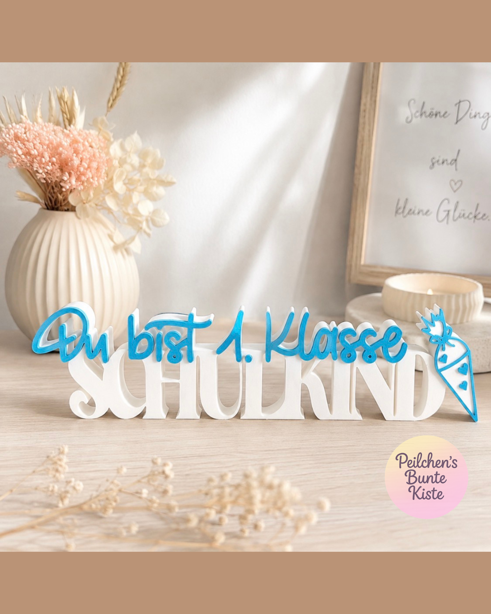 Schulkind Deko, Du bist 1. Klasse,3D-Druck Deko Aufsteller, Einschulung, Geschenk Mädchen und Jungen Farbe Personalisierbar, Schulanfang
