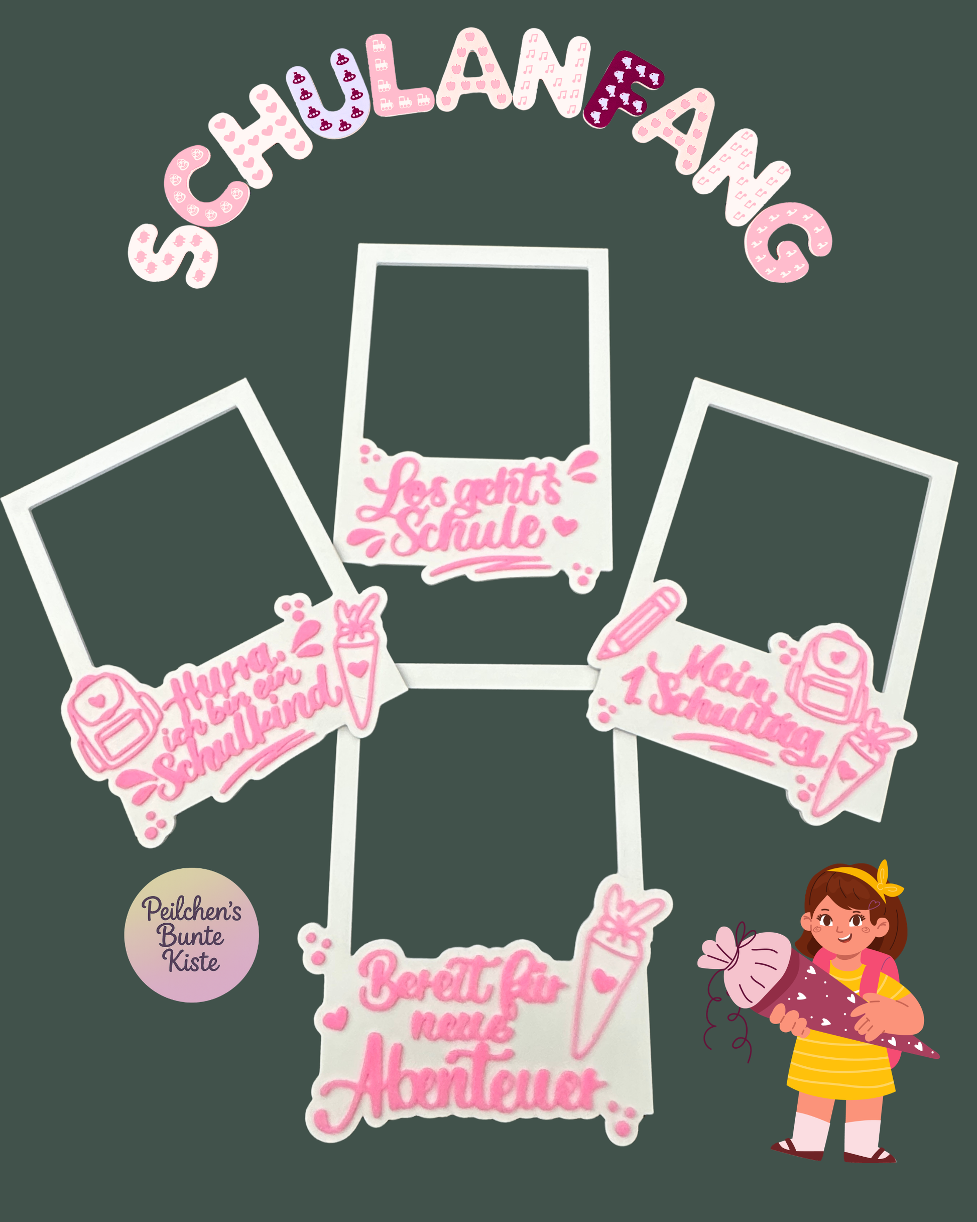 Polaroid-Fotorahmen zur Einschulung – Foto-Prop für den 1. Schultag