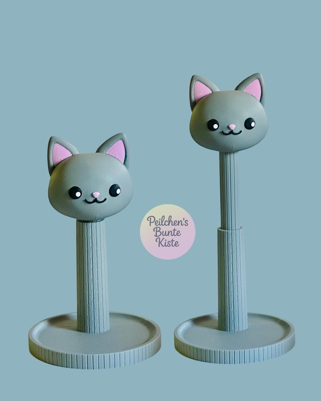 Katzen-Kopfhörerständer höhenverstellbar – Niedlicher Headset-Halter für kleine & große Kopfhörer | Geschenk für Katzenfans