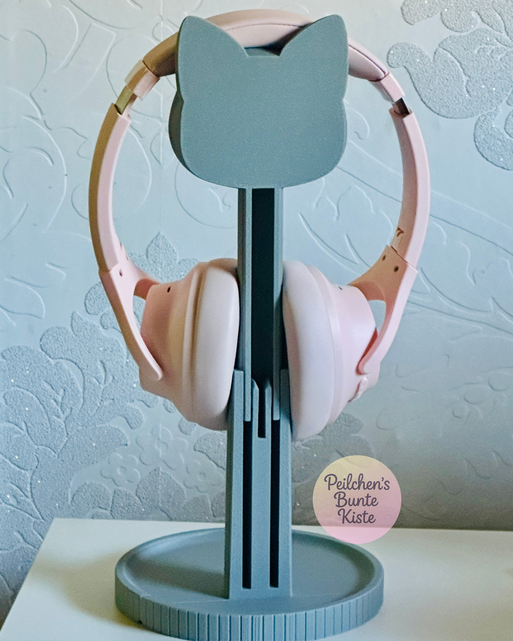 Katzen-Kopfhörerständer höhenverstellbar – Niedlicher Headset-Halter für kleine & große Kopfhörer | Geschenk für Katzenfans
