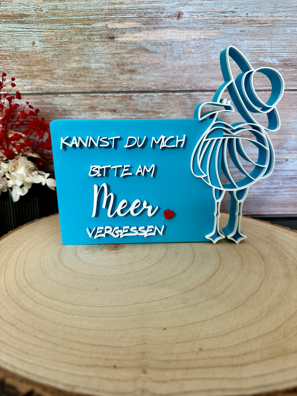 Maritimes Deko-Schild „Kannst du mich bitte am Meer vergessen“ – Möwe mit Hut – Geschenk für Meerliebhaber – Küstendeko – Ferienwohnung