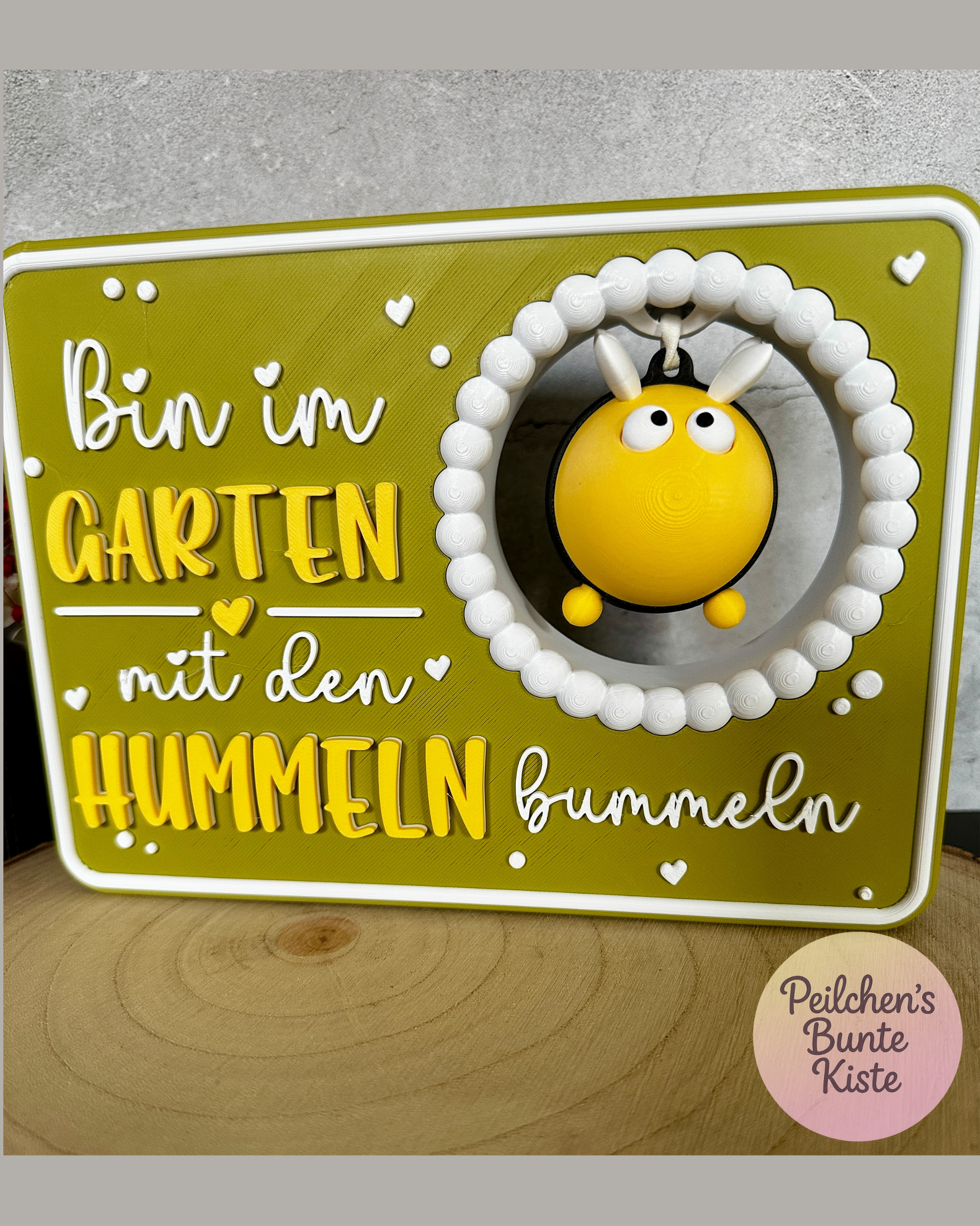 Gartenschild mit Hummel „Horsti“ – Humorvolle Deko für Beet, Garten & Pflanzkübel