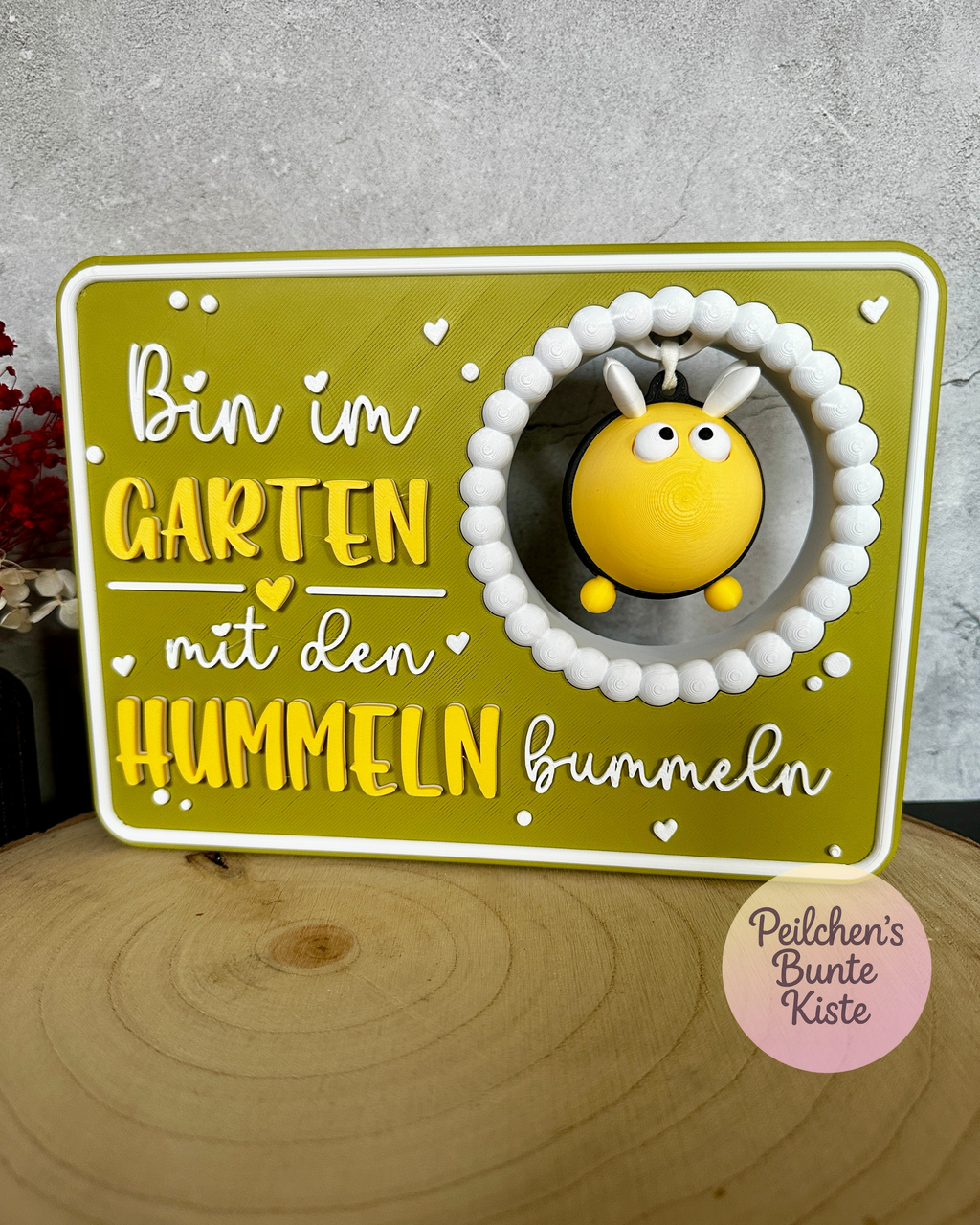 Gartenschild mit Hummel „Horsti“ – Humorvolle Deko für Beet, Garten & Pflanzkübel