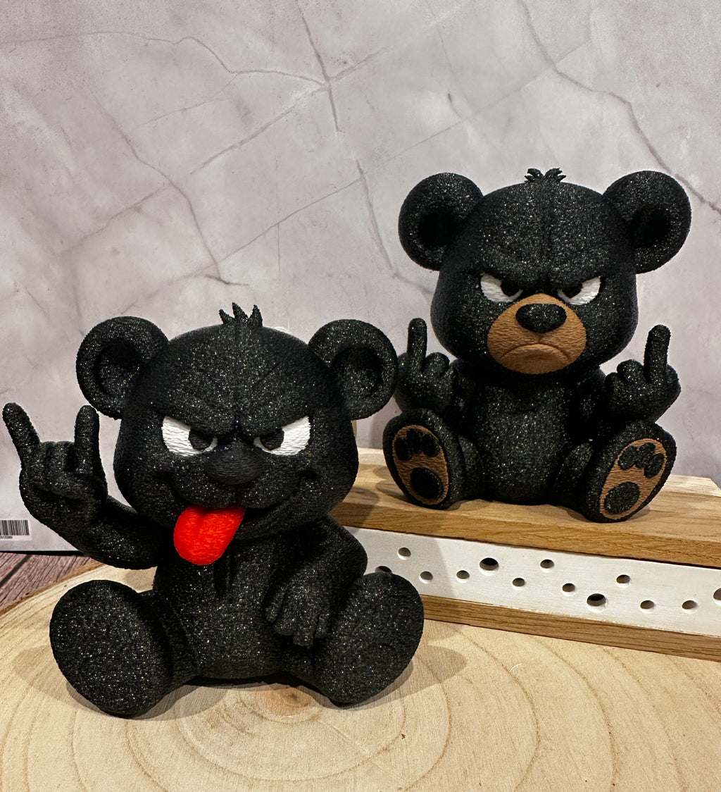 Rocker Bear-figuurtjes 🐻🤘🖕 – Een grappig decoratie- en cadeau-idee voor rock- en metalfans