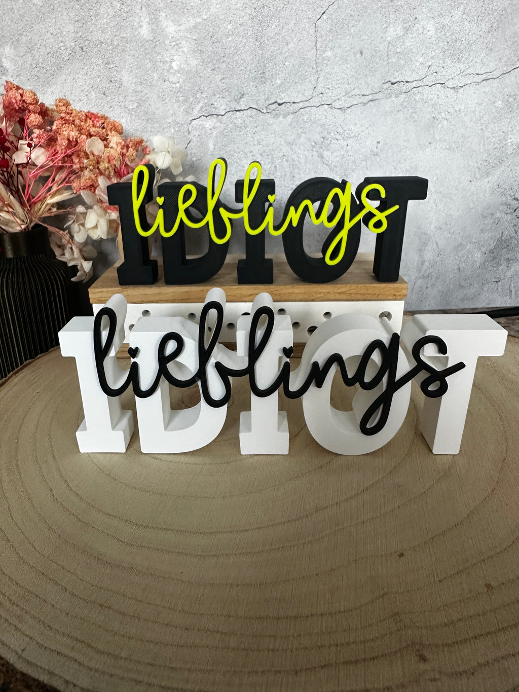 Lieblings Idiot – Humorvolle Deko mit Herz | Lustiger Schriftzug als Geschenk