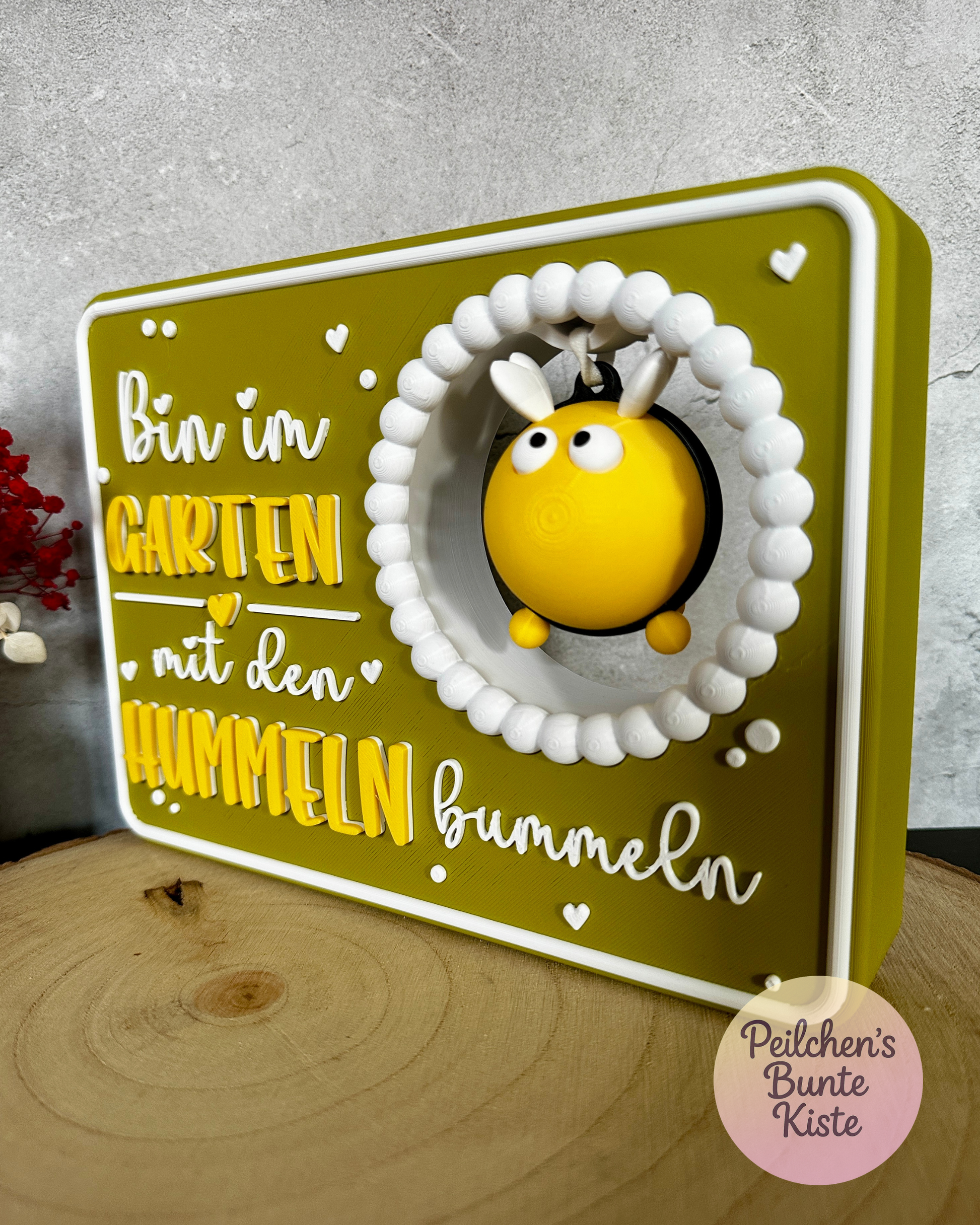 Gartenschild mit Hummel „Horsti“ – Humorvolle Deko für Beet, Garten & Pflanzkübel