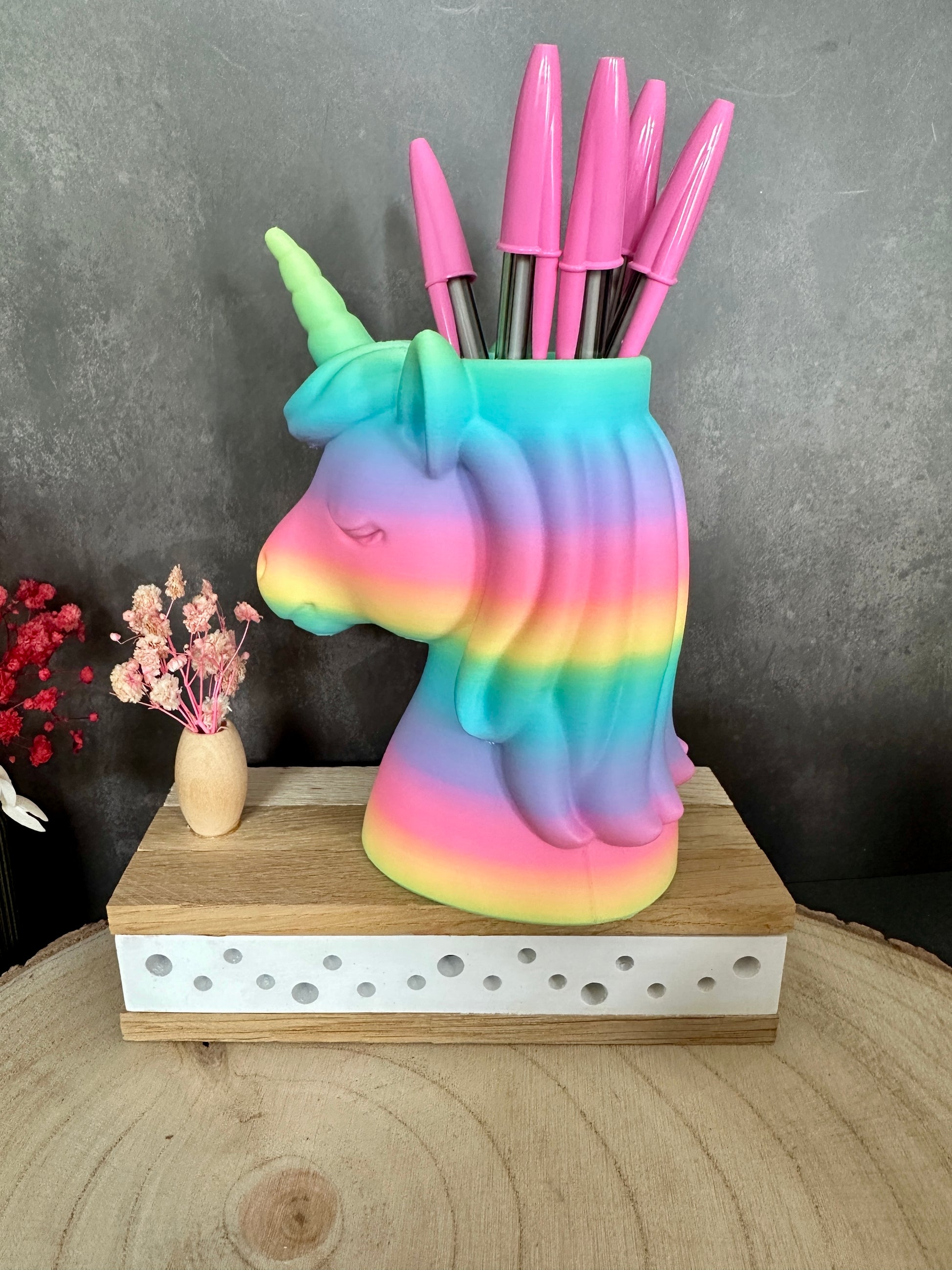 Einhorn Stiftehalter – Regenbogen Deko Geschenk für Schreibtisch & Kinderzimmer