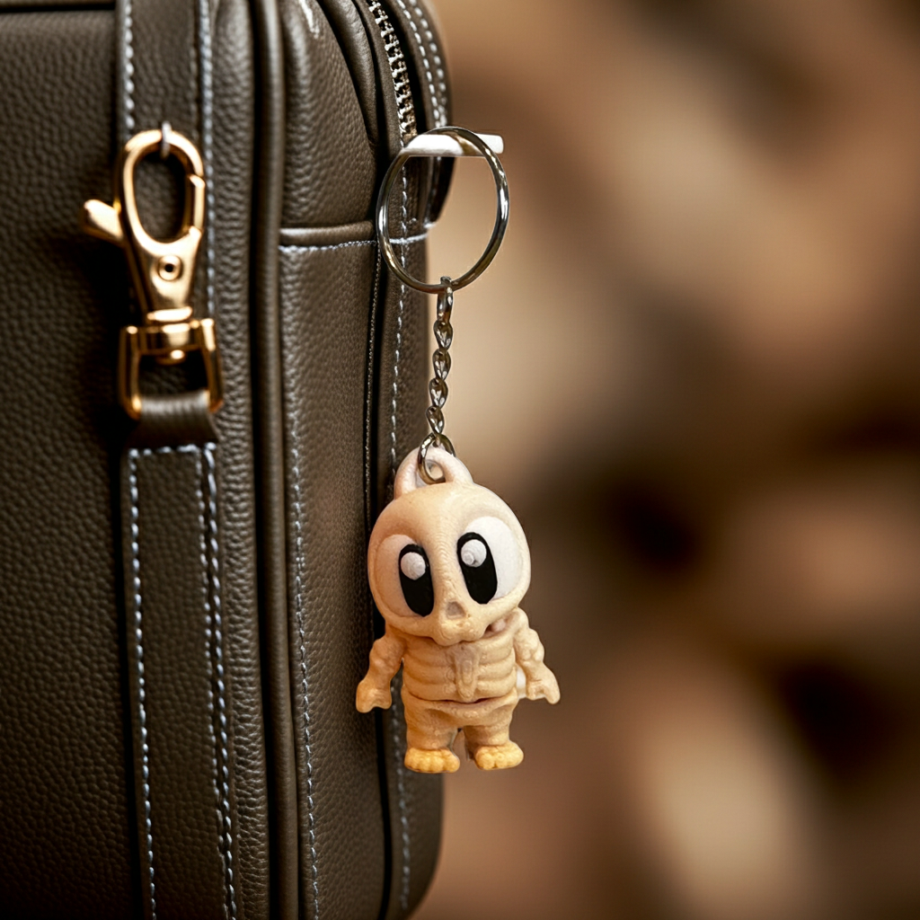 Mini skelet sleutelhangertje – een leuk Halloween-accessoire en een leuk cadeau-idee.