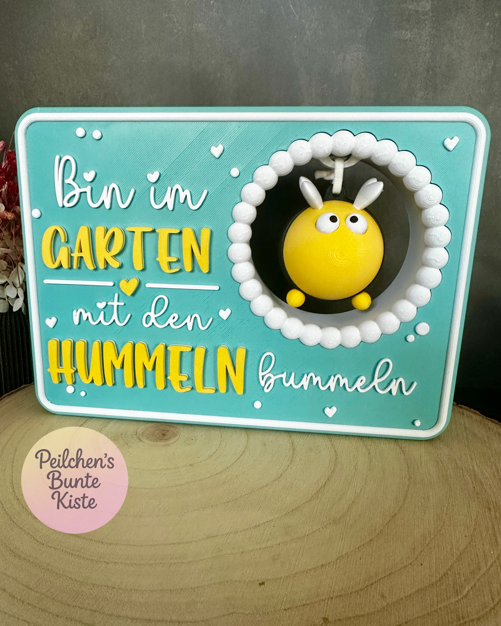 Gartenschild mit Hummel „Horsti“ – Humorvolle Deko für Beet, Garten & Pflanzkübel
