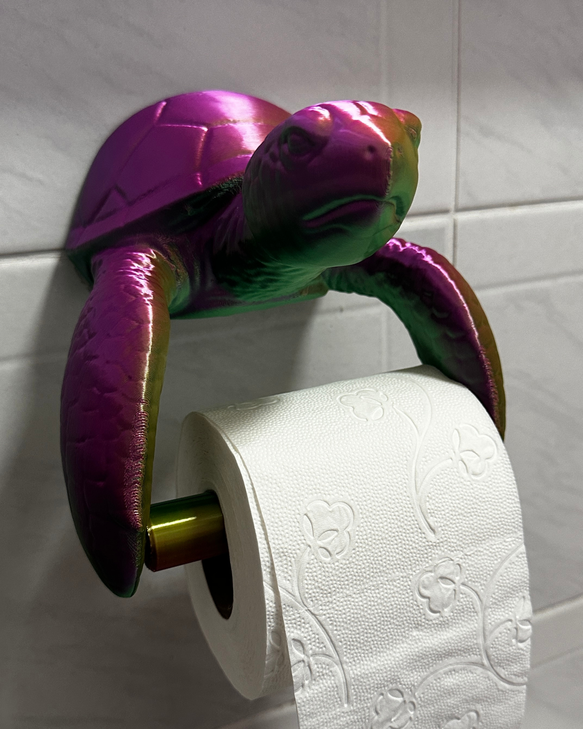 Toiletrolhouder zeeschildpad goud-groen-paars