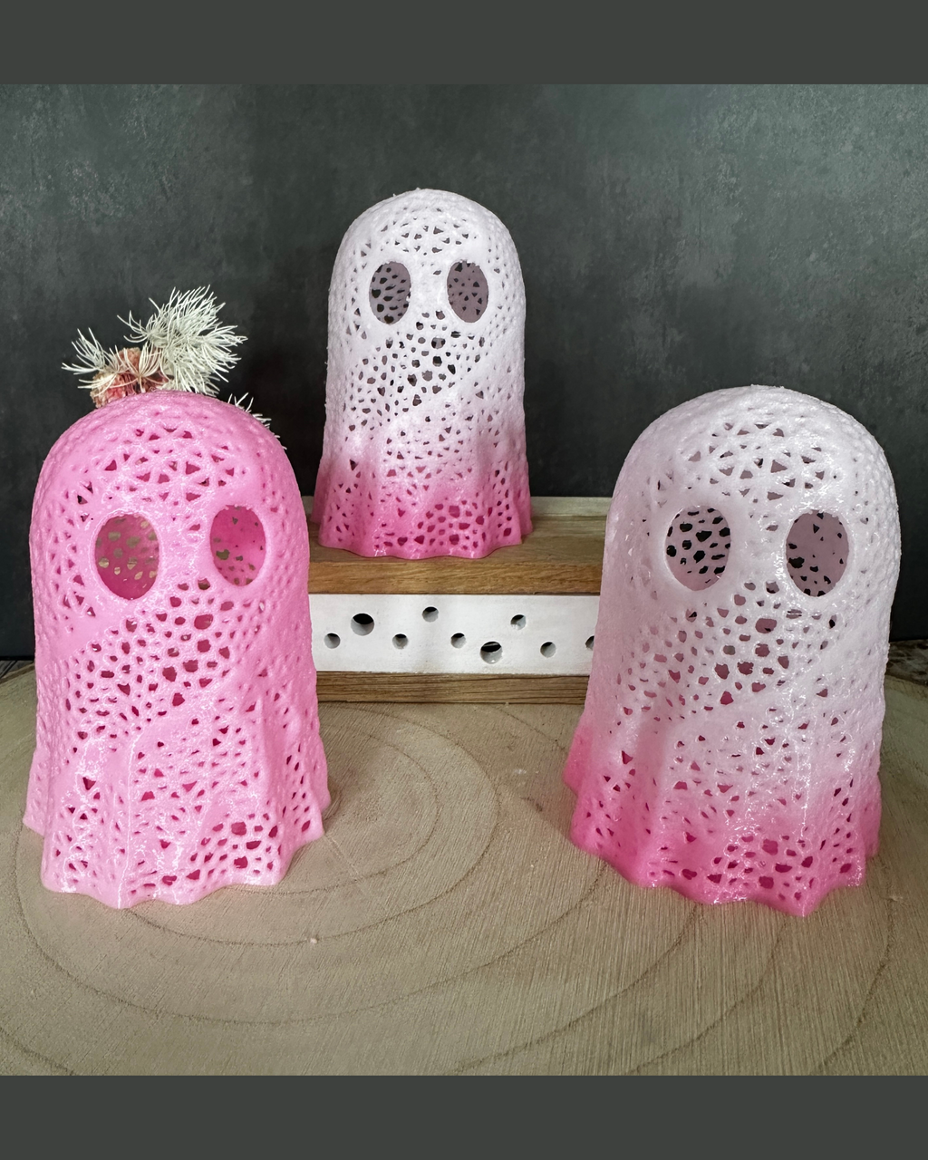 Set van 2 roze spooklantaarns – Halloweenversiering, weerbestendig en uniek