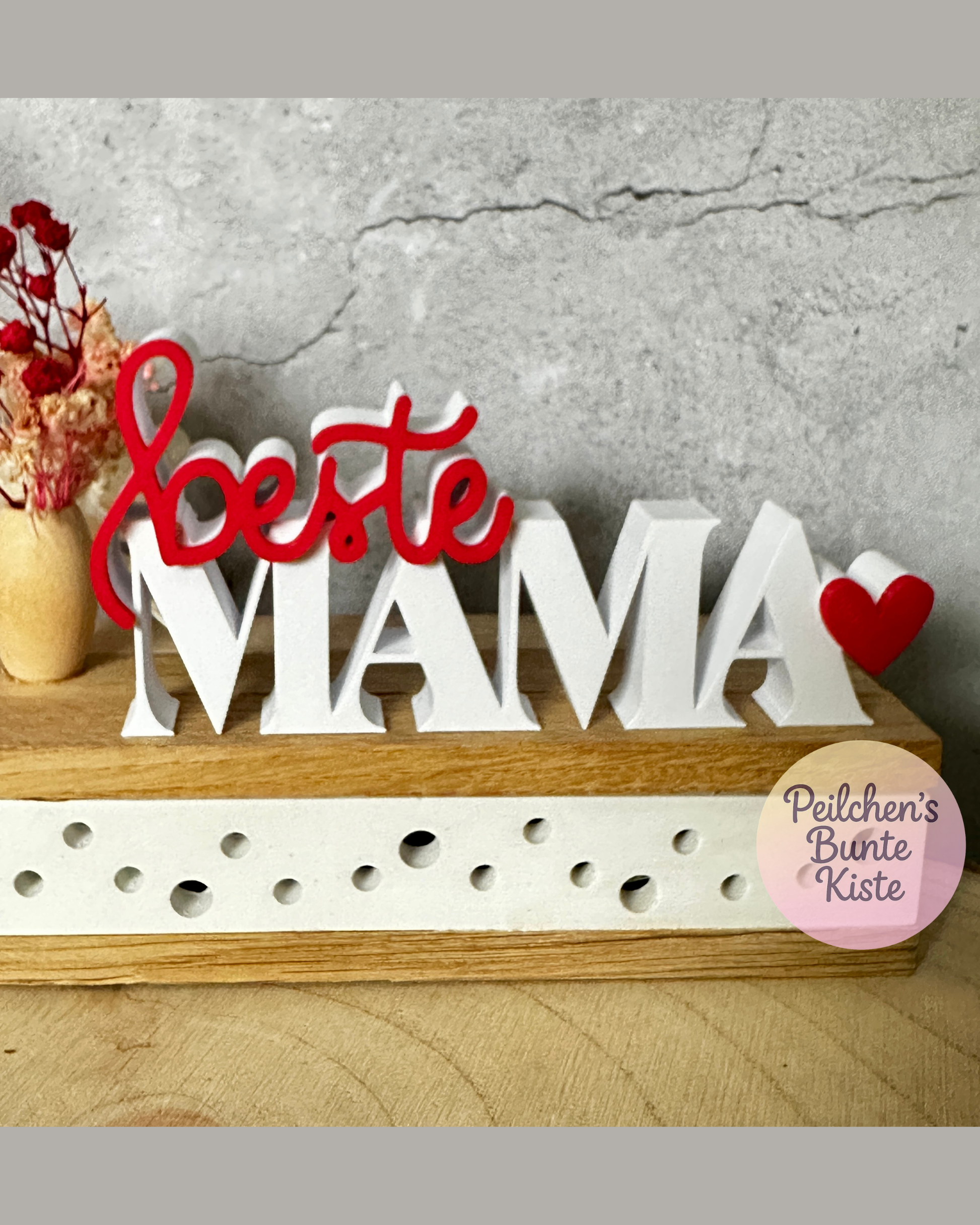 Beste Mama / Bester Papa – liebevoller Deko Schriftzug mit Herz