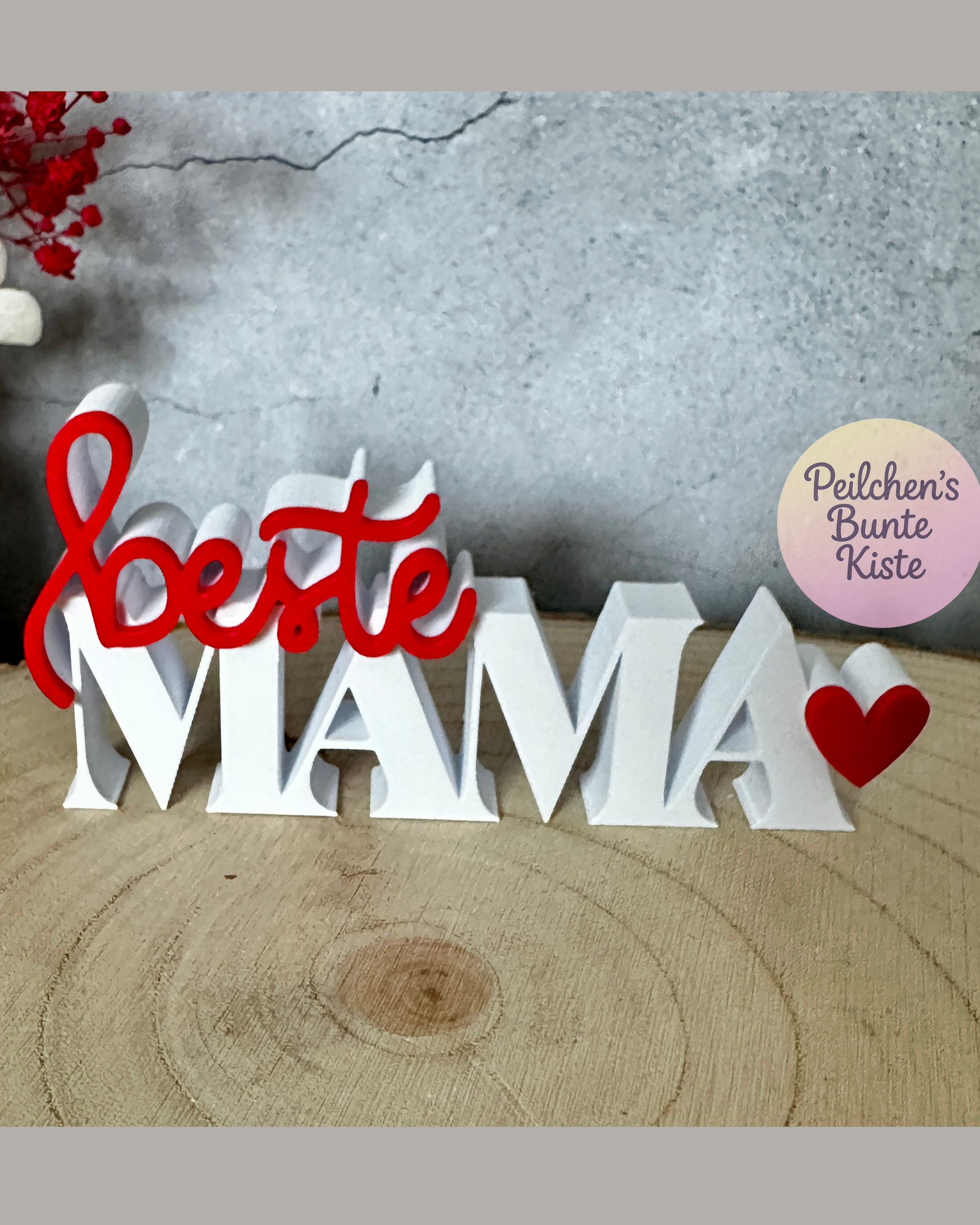 Beste Mama / Bester Papa – liebevoller Deko Schriftzug mit Herz