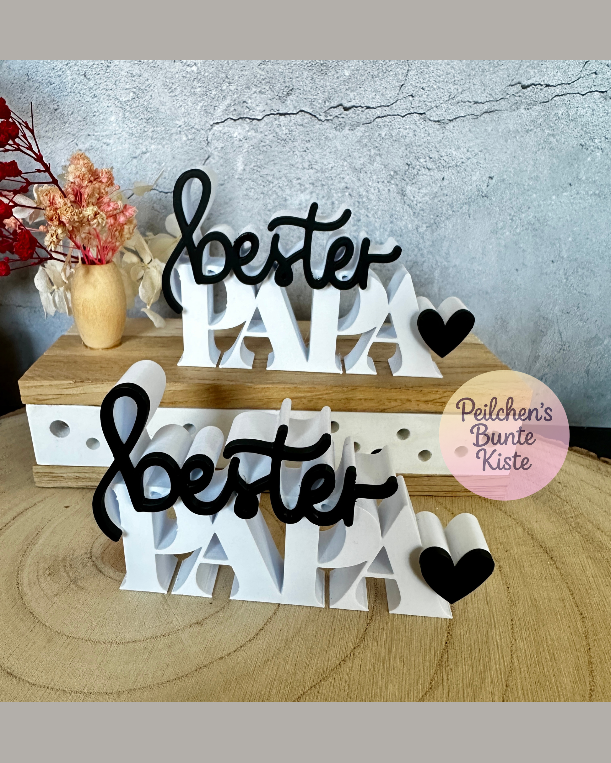 Beste Mama / Bester Papa – liebevoller Deko Schriftzug mit Herz