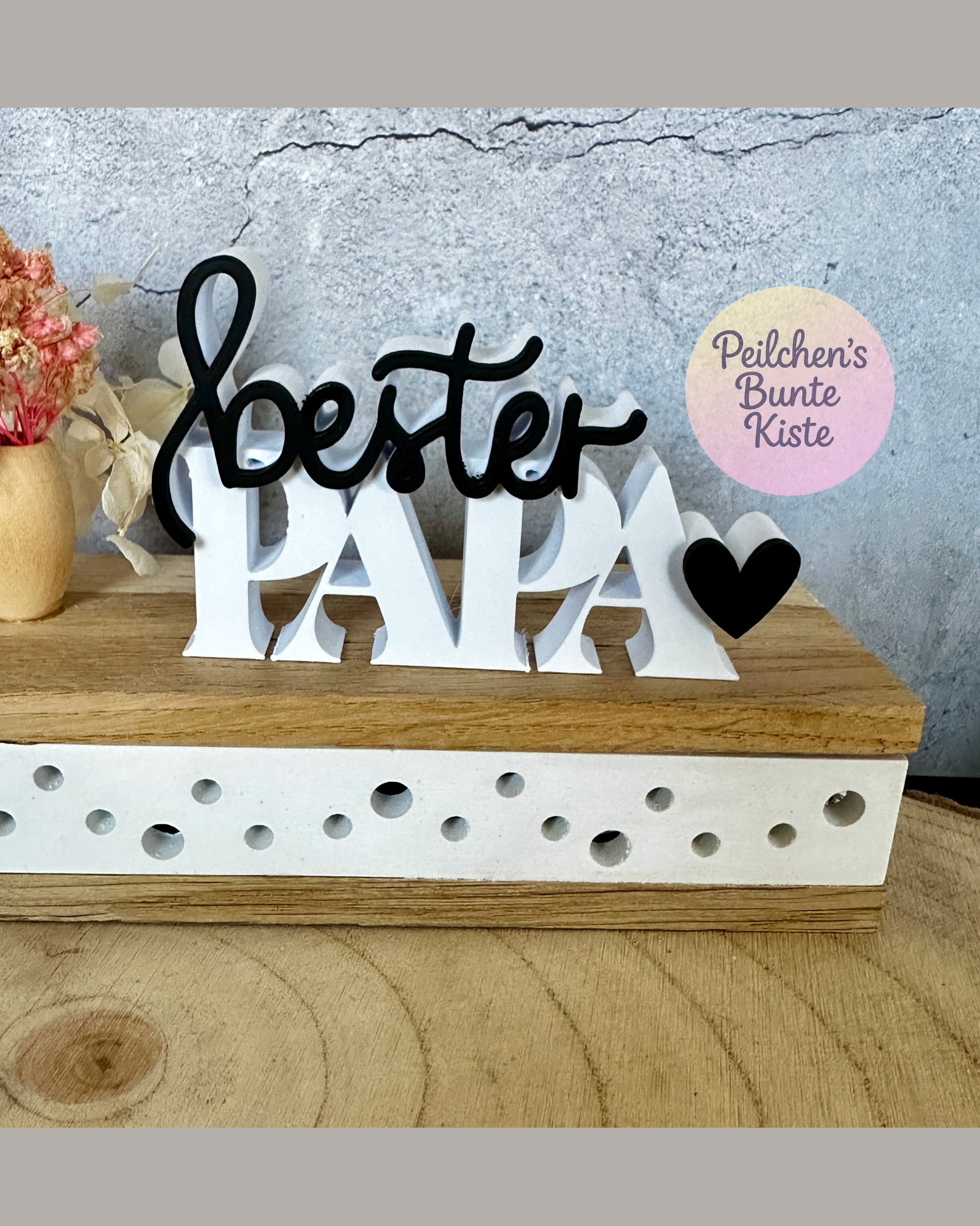 Beste Mama / Bester Papa – liebevoller Deko Schriftzug mit Herz