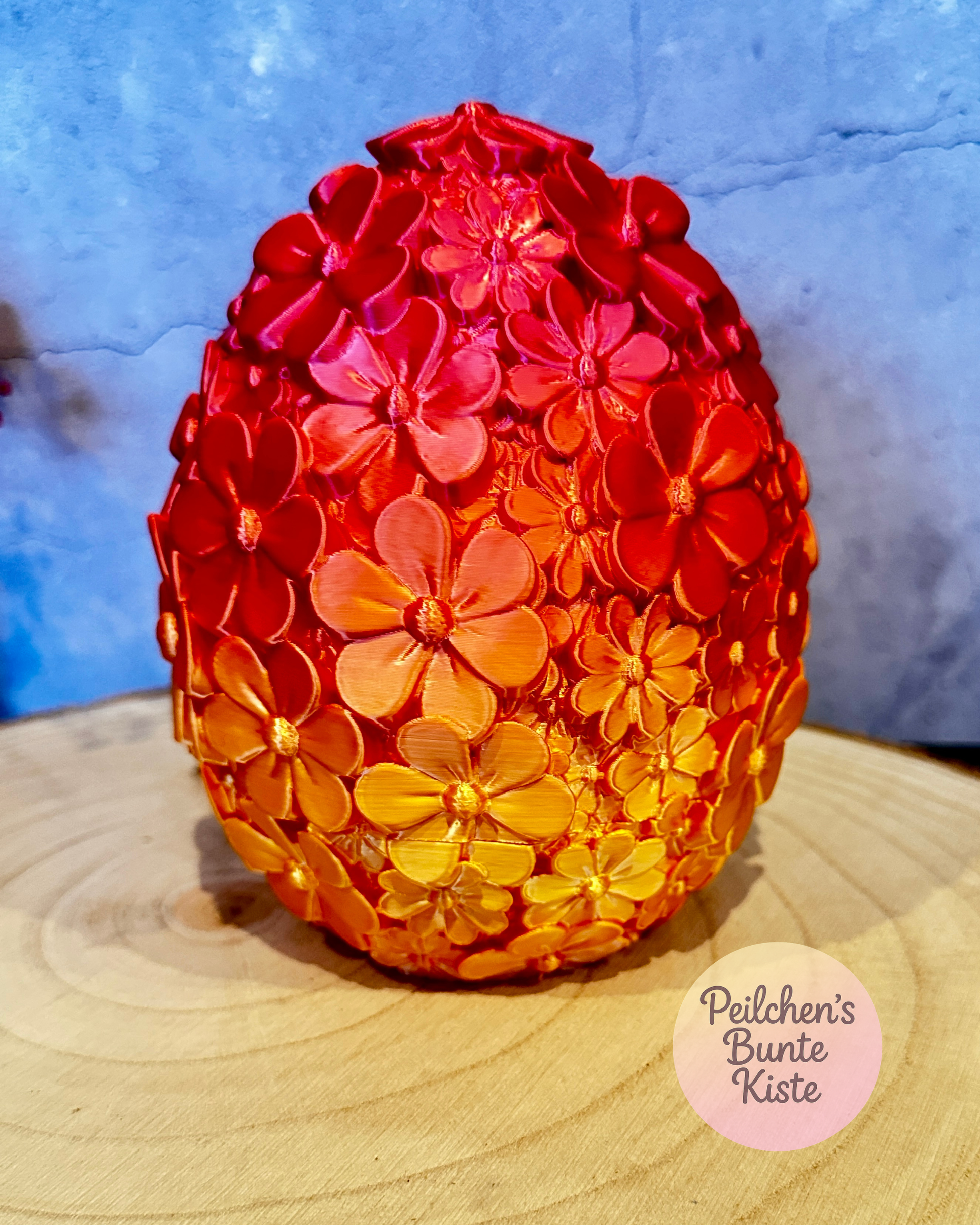 Blüten-Osterei zum Befüllen – stilvolles Ostergeschenk im Orange-Rot-Farbverlauf