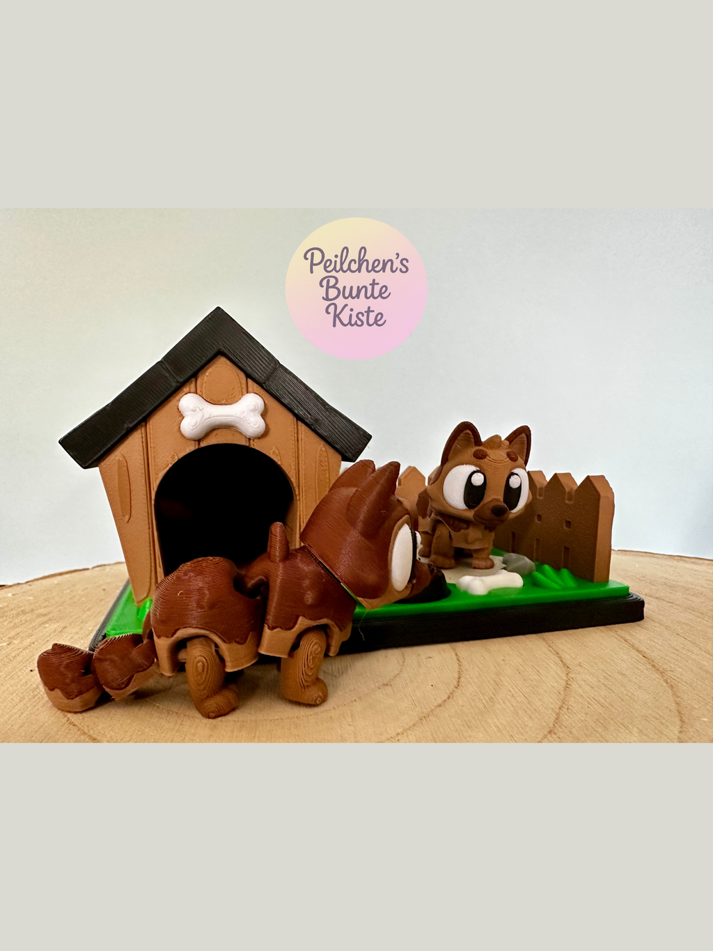 Mini-diorama "Duitse herdershonden in de tuin" – leuke decoratie met hondenhok en voerbak | Cadeau voor hondenliefhebbers