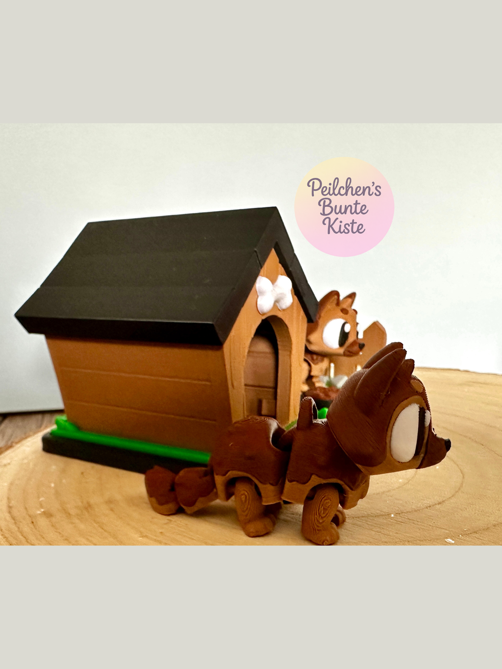 Mini-diorama "Duitse herdershonden in de tuin" – leuke decoratie met hondenhok en voerbak | Cadeau voor hondenliefhebbers