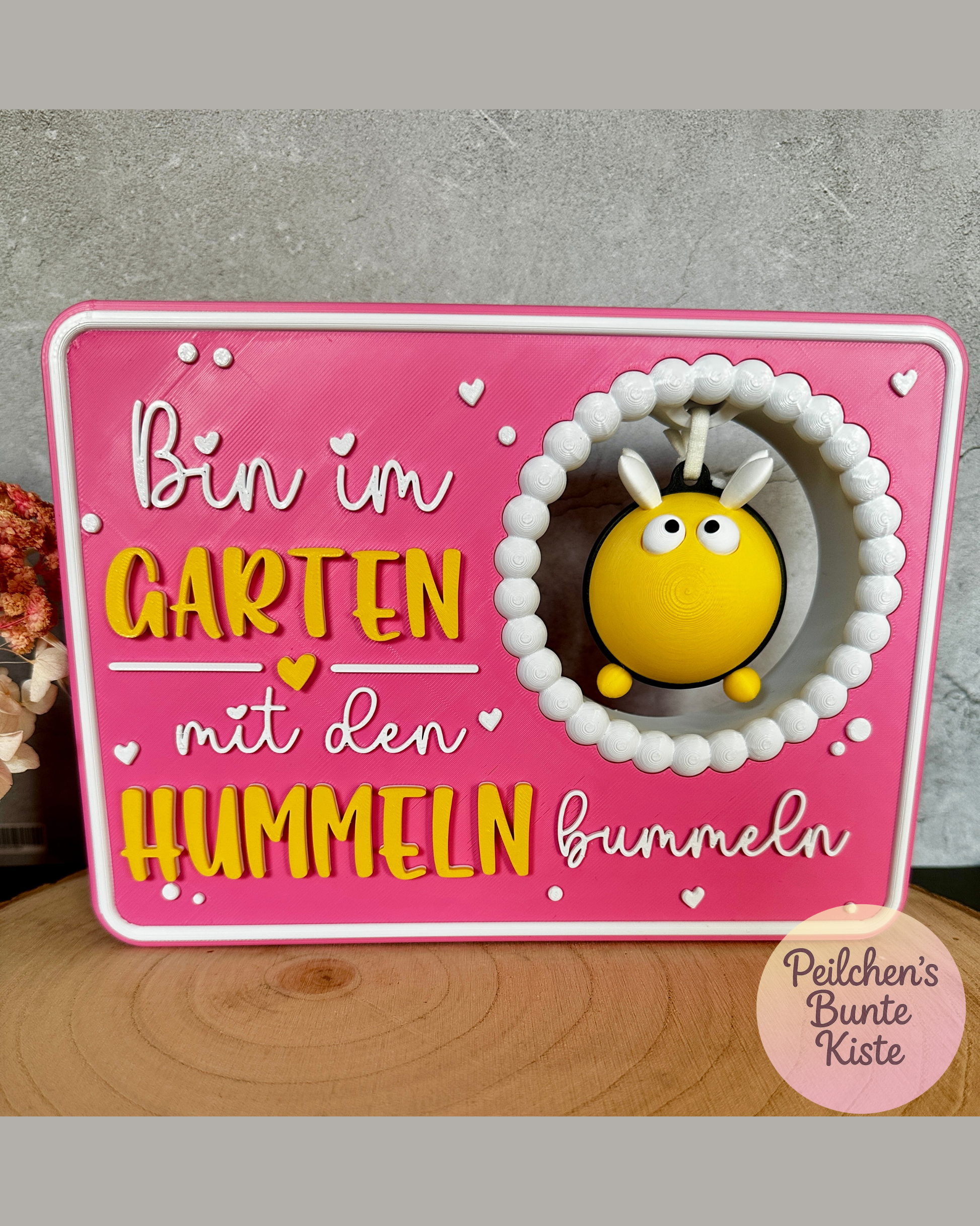 Gartenschild mit Hummel „Horsti“ – Humorvolle Deko für Beet, Garten & Pflanzkübel