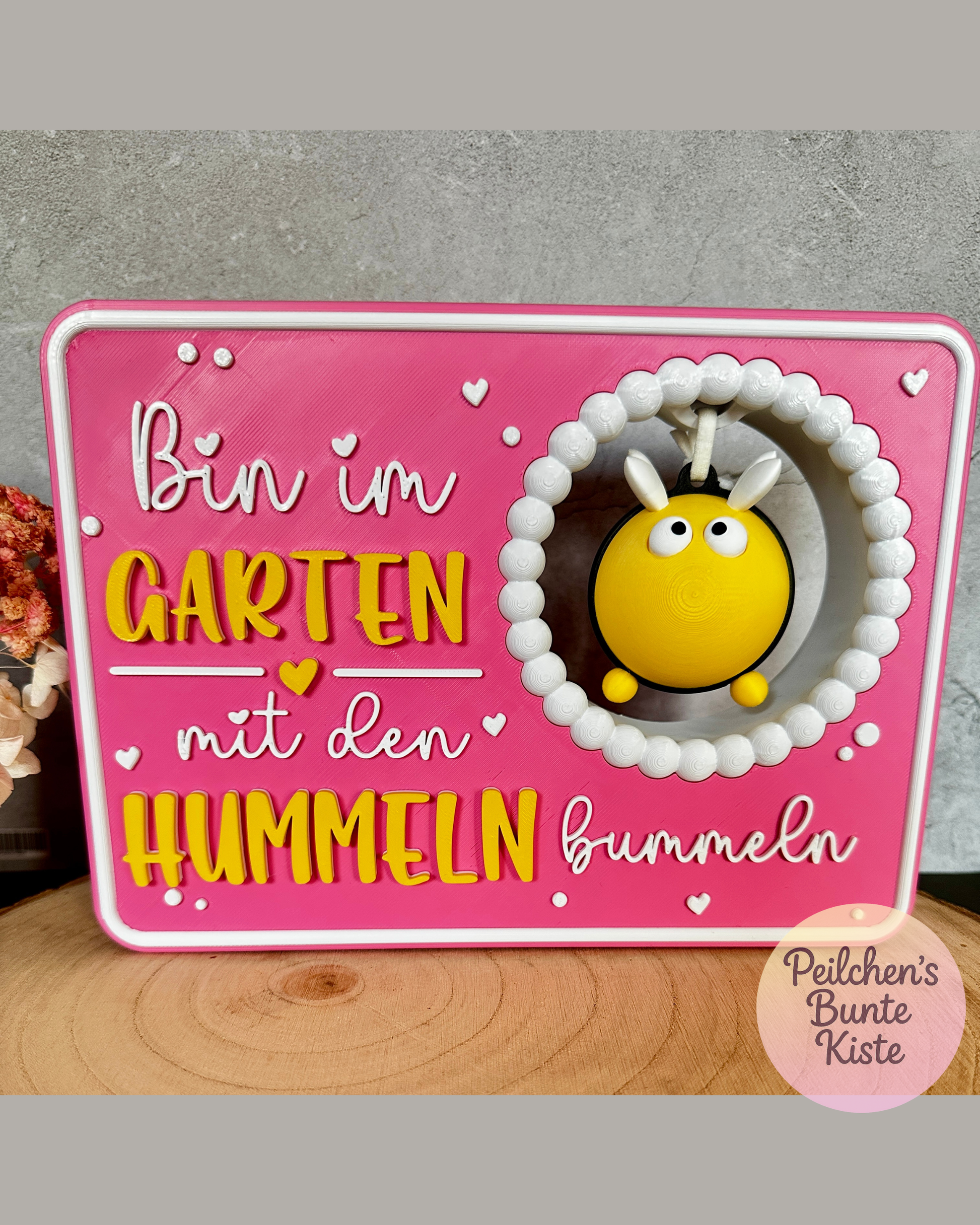 Gartenschild mit Hummel „Horsti“ – Humorvolle Deko für Beet, Garten & Pflanzkübel