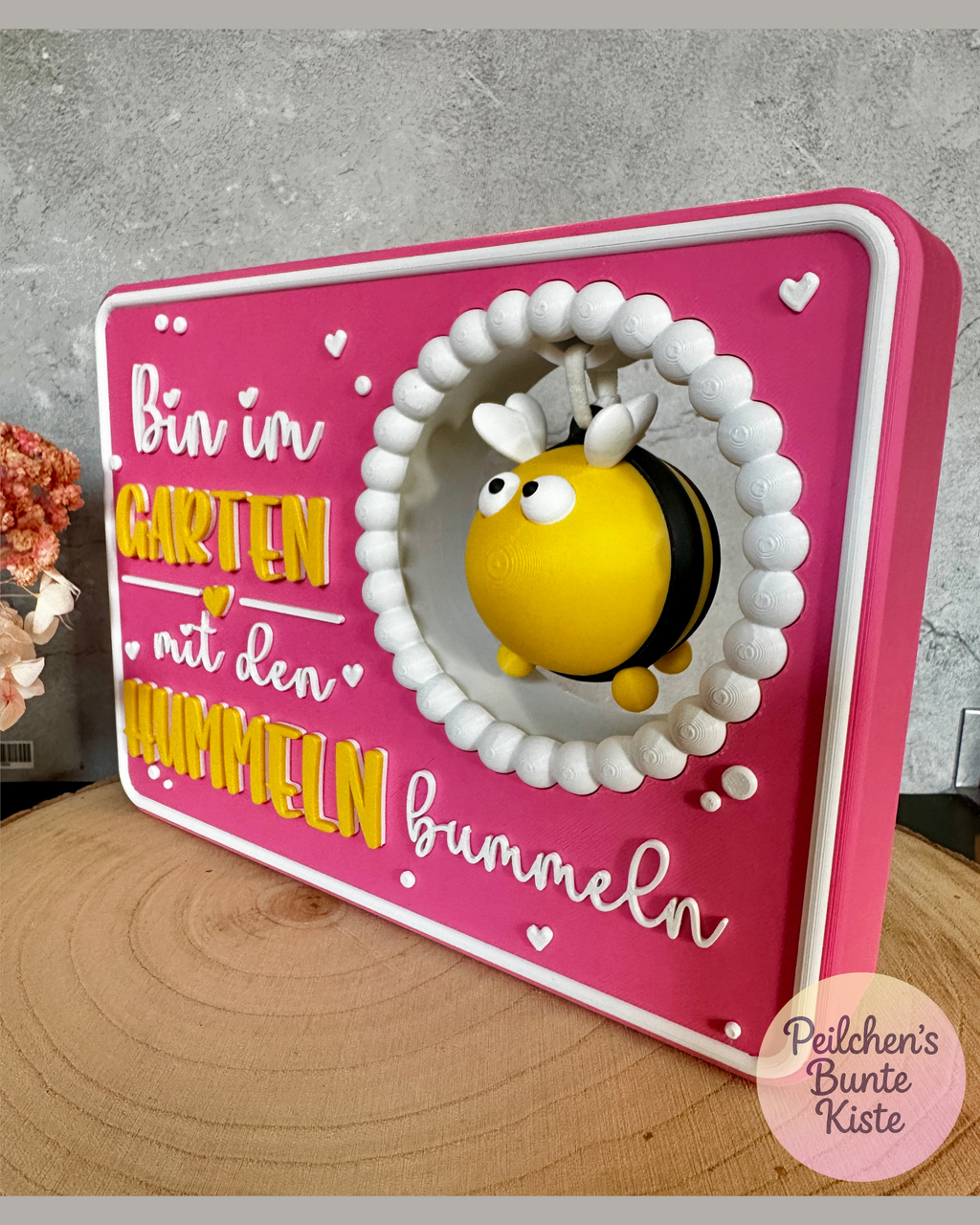 Gartenschild mit Hummel „Horsti“ – Humorvolle Deko für Beet, Garten & Pflanzkübel