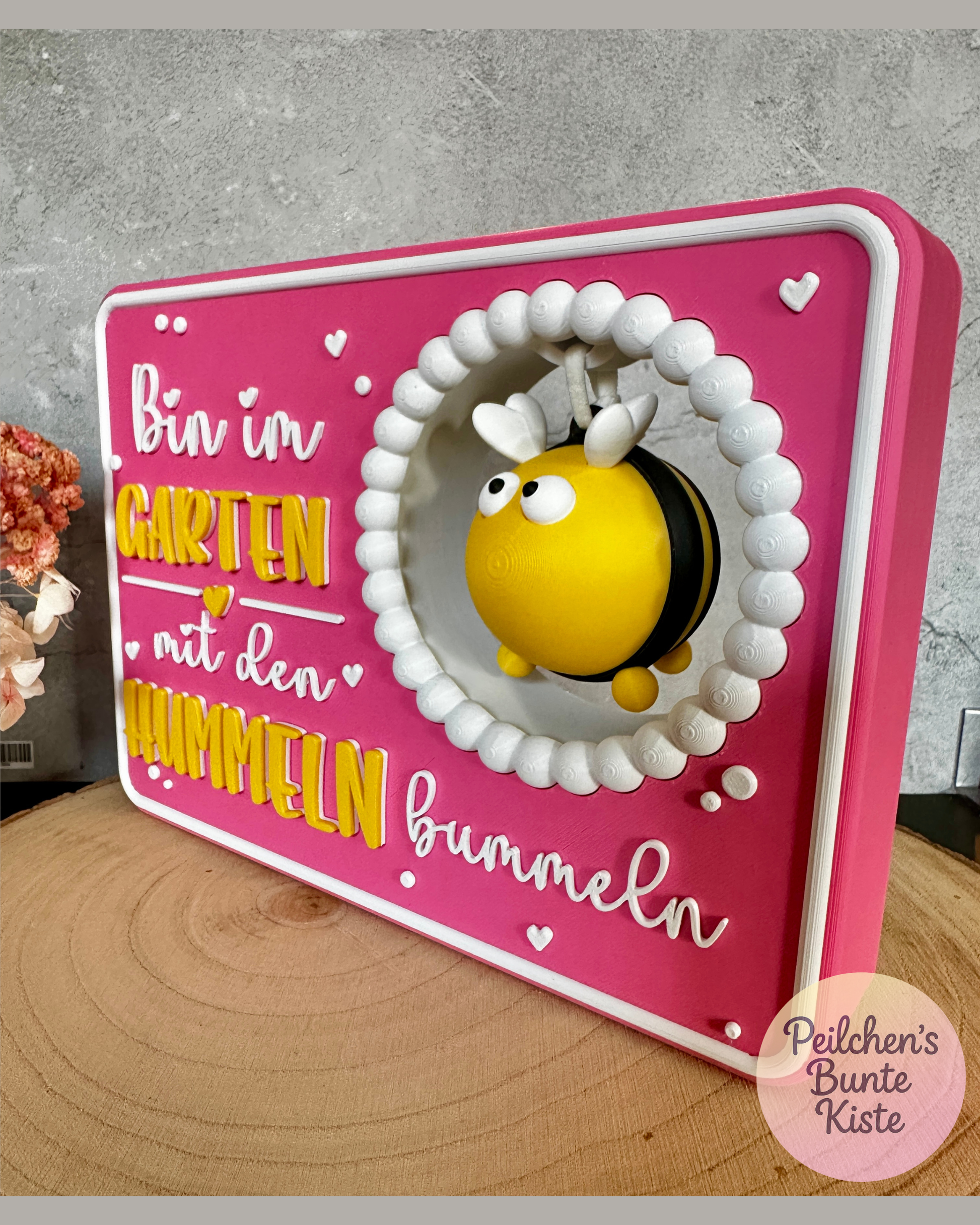 Gartenschild mit Hummel „Horsti“ – Humorvolle Deko für Beet, Garten & Pflanzkübel