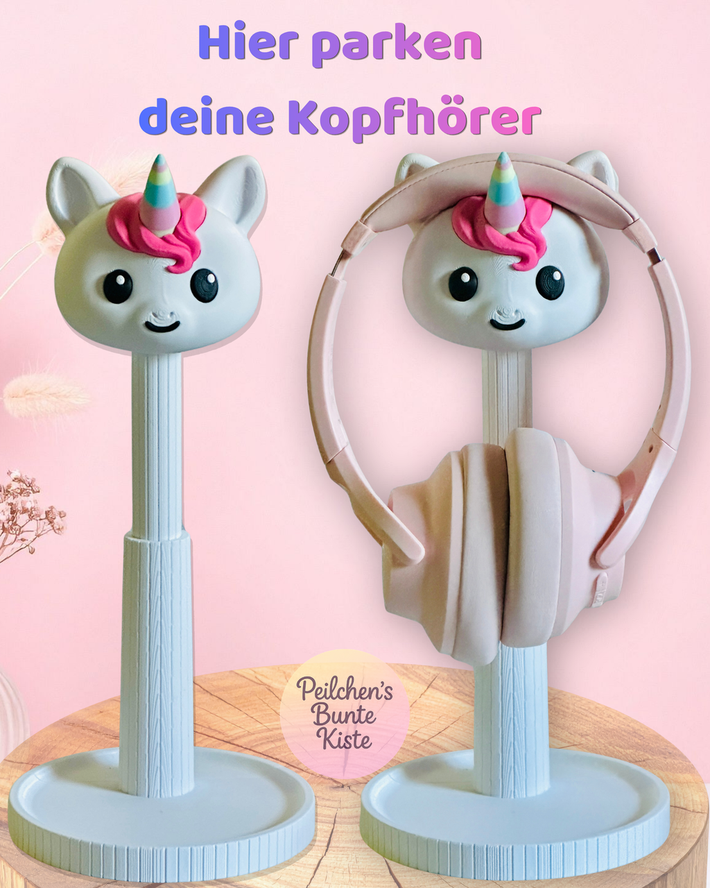 Einhorn Kopfhörerhalter – verstellbar & süße Schreibtisch Deko für Einhorn Fans