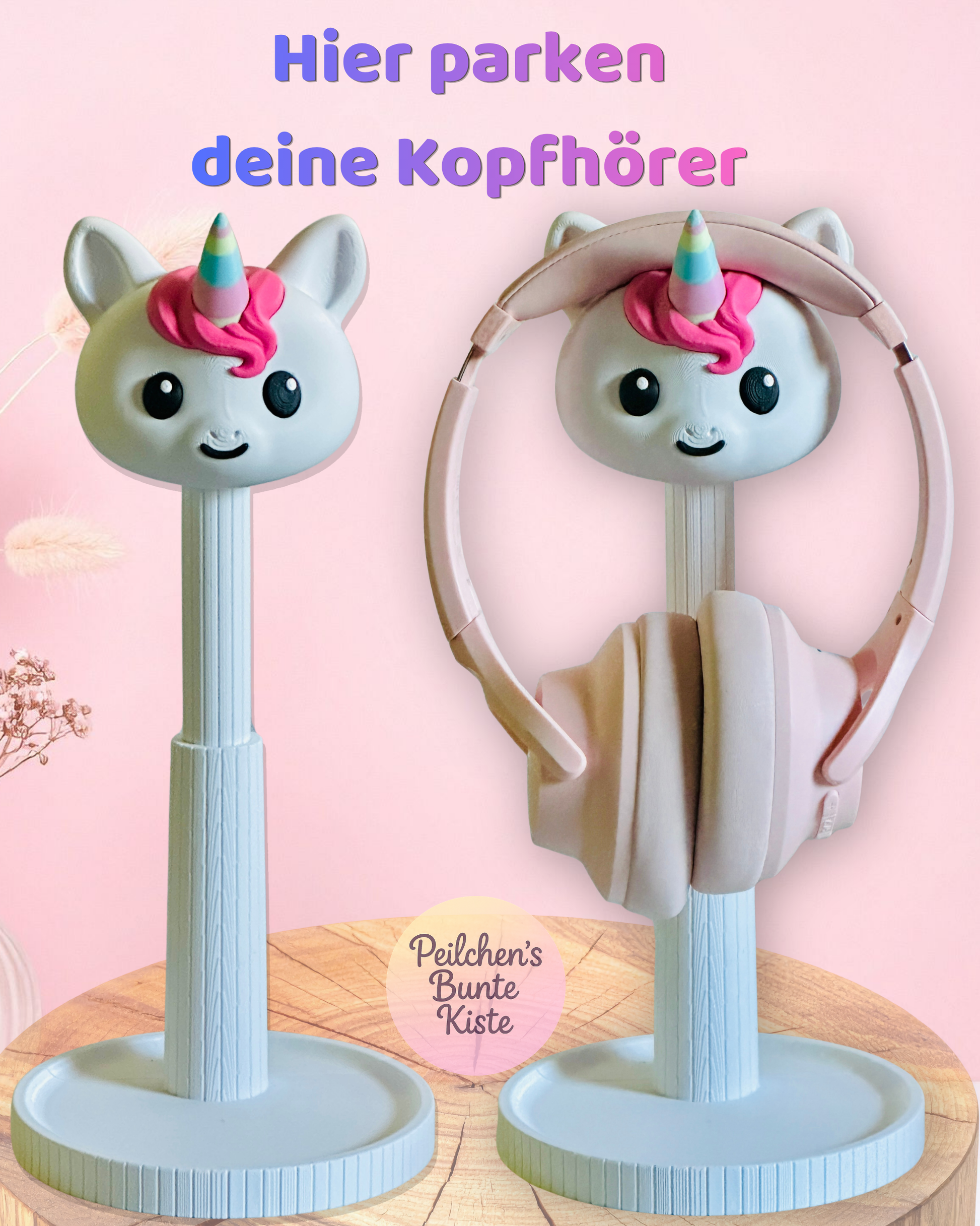 Einhorn Kopfhörerhalter – verstellbar & süße Schreibtisch Deko für Einhorn Fans