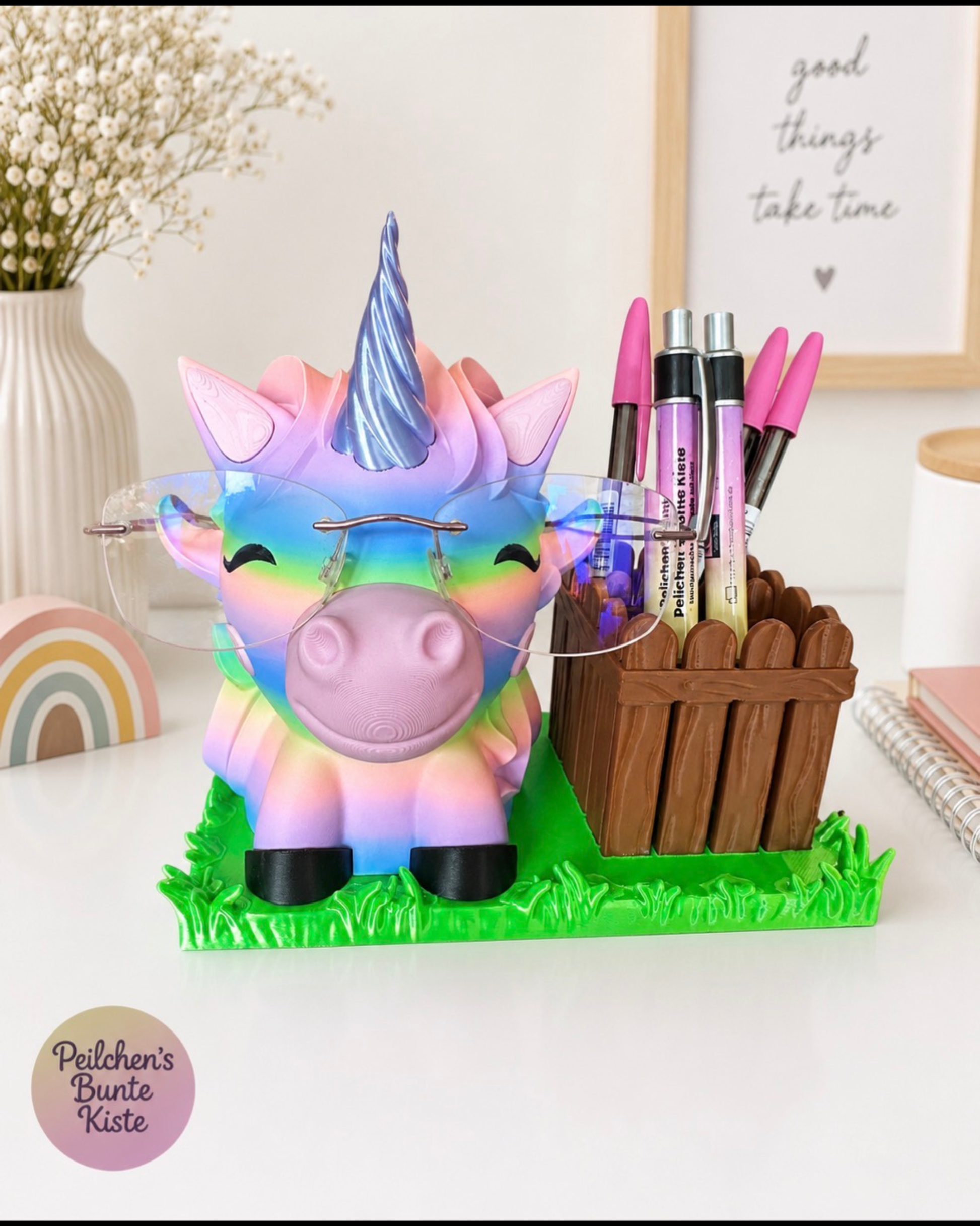 Einhorn Stiftehalter mit Brillenablage