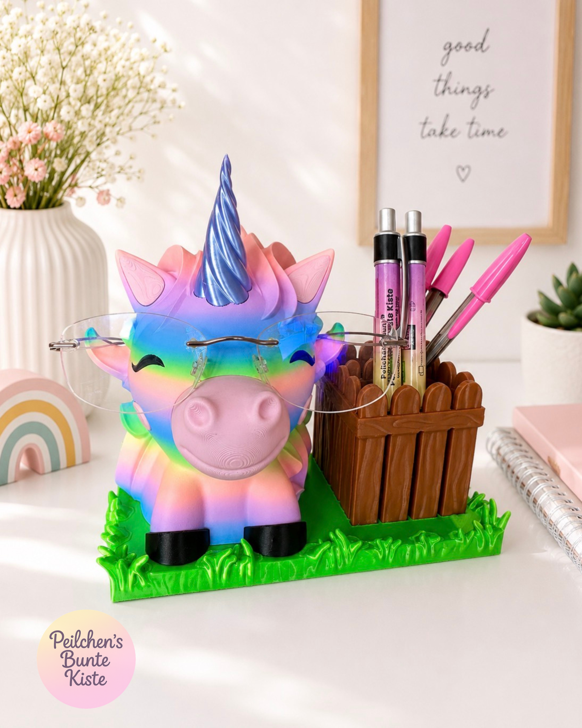 Einhorn Stiftehalter mit Brillenablage