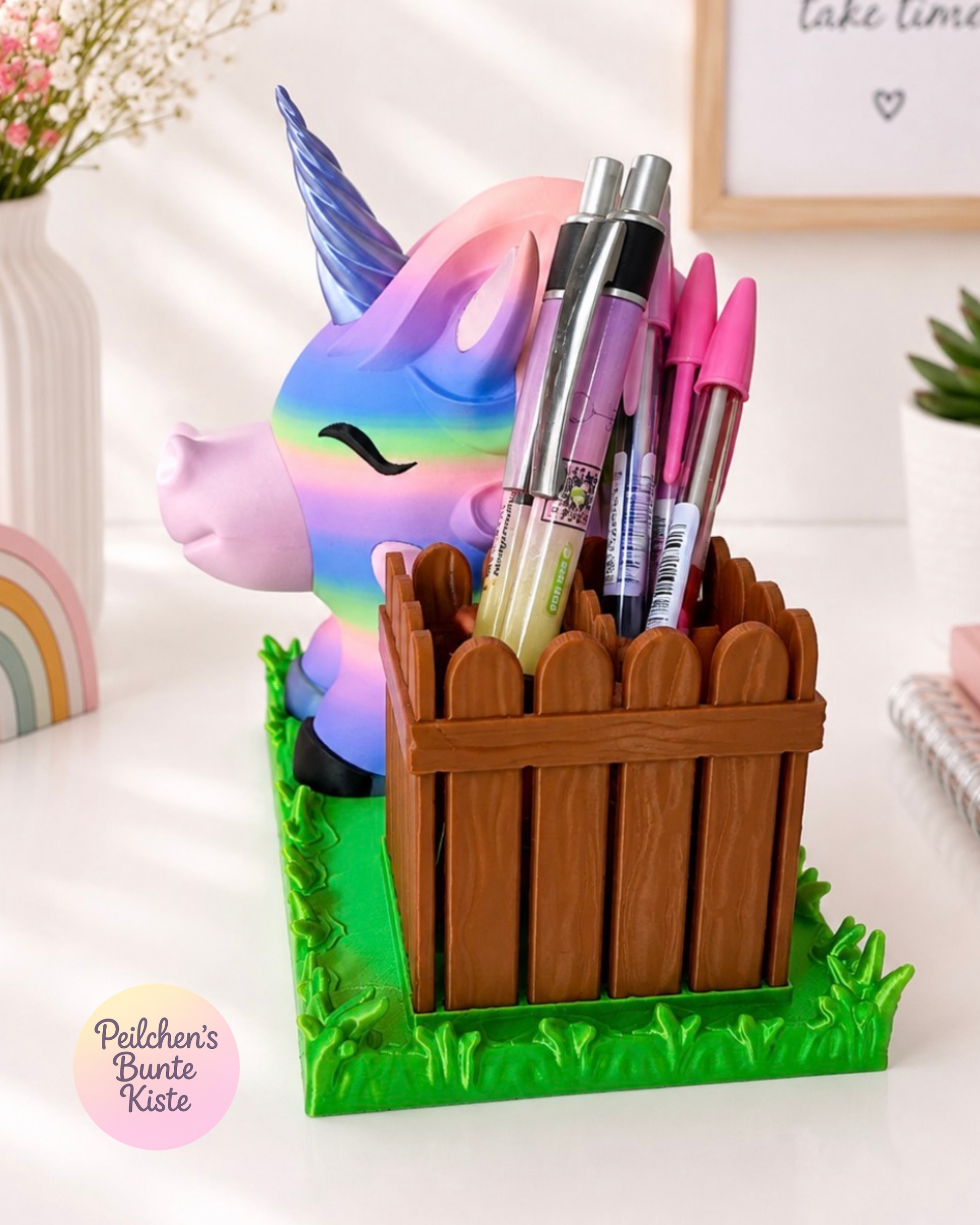 Einhorn Stiftehalter mit Brillenablage