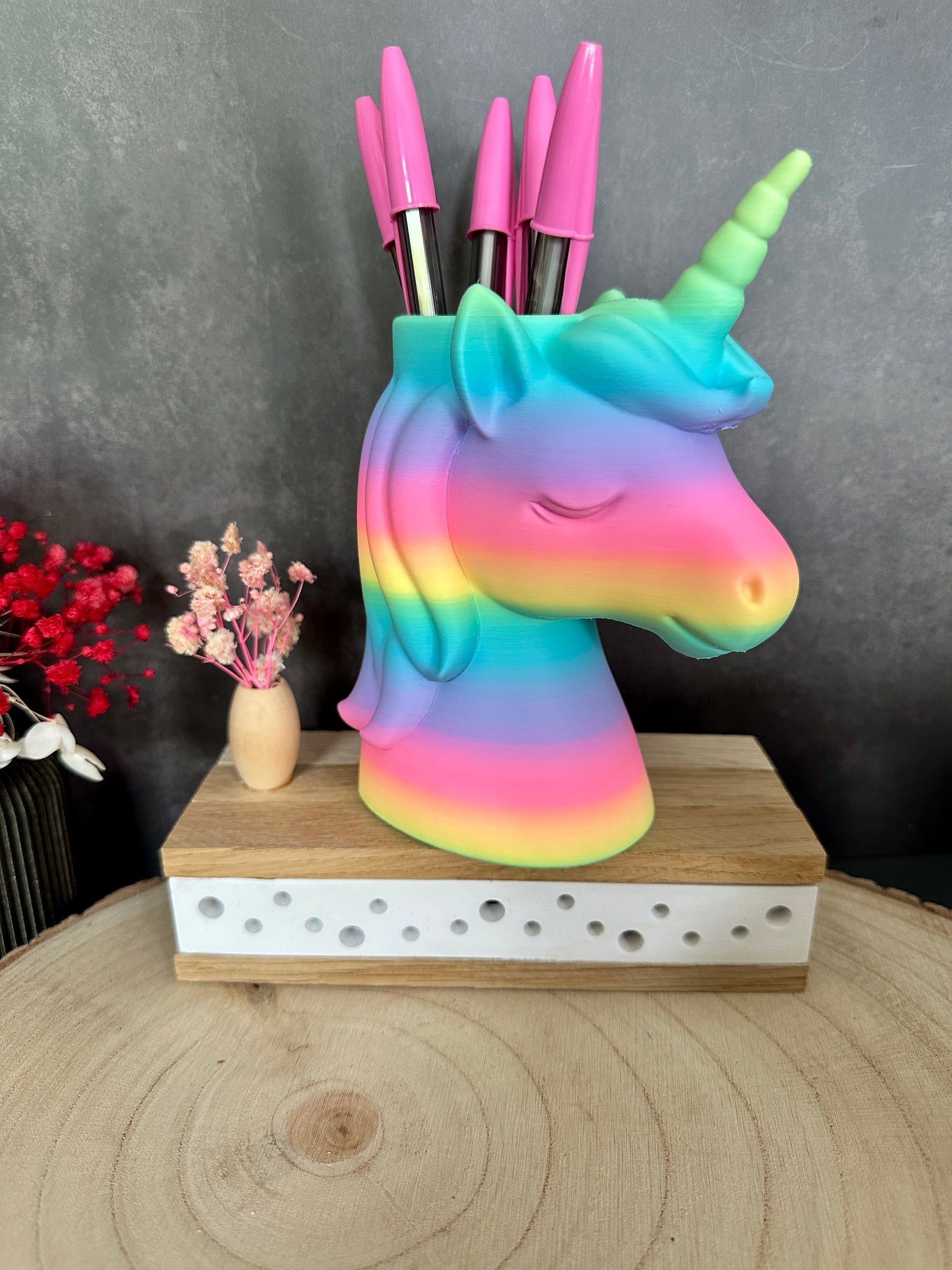 Einhorn Stiftehalter – Regenbogen Deko Geschenk für Schreibtisch & Kinderzimmer