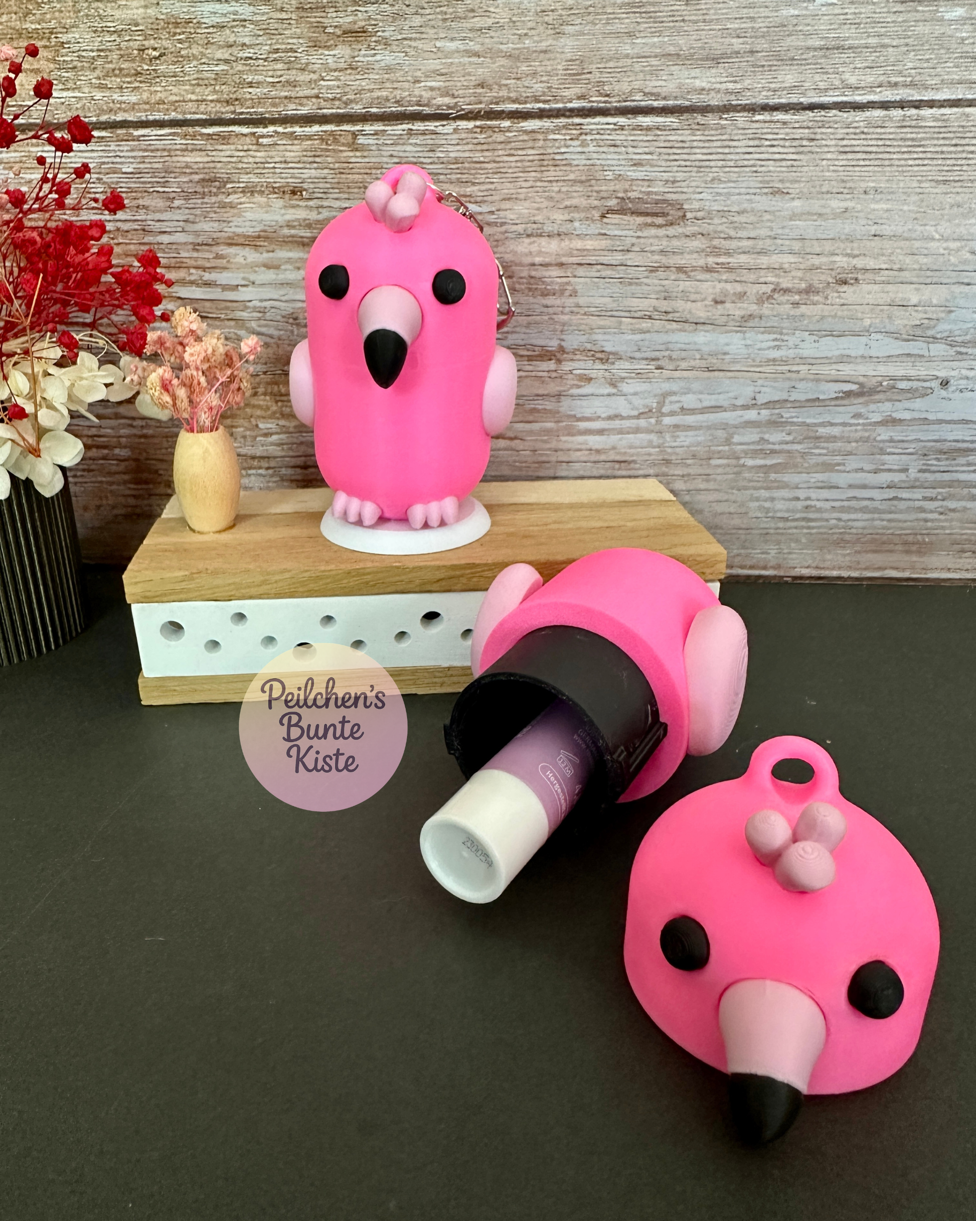 Flamingo Schlüsselanhänger mit Geheimfach – Versteck für Geld, Lippenpflege & kleine Schätze