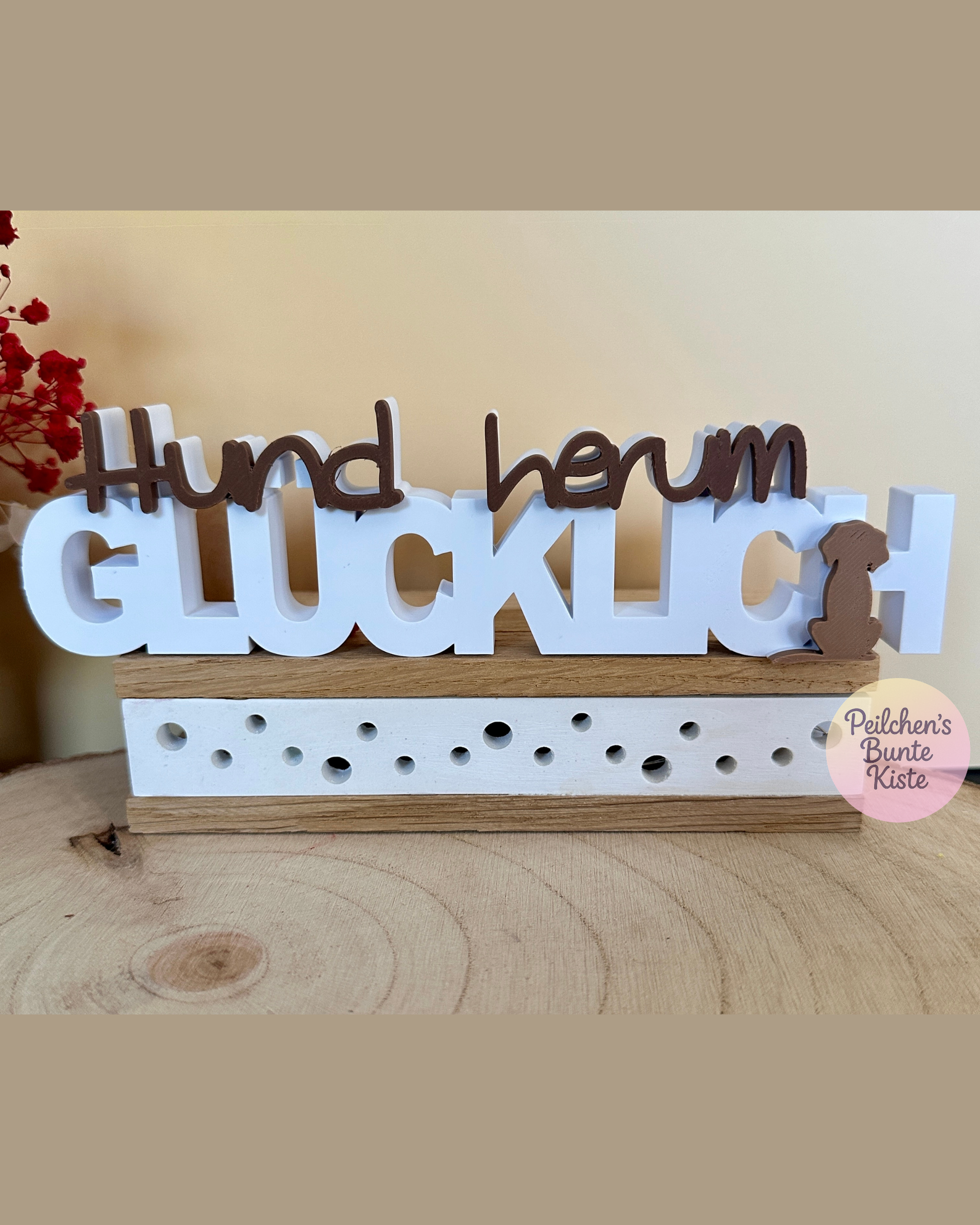 Hund herum glücklich – Dekoschild mit Hund | Liebevolle Deko für Hundeliebhaber