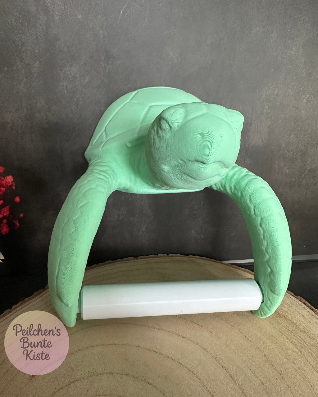 Meeresschildkröten Toilettenpapierhalter Mintgrün Weiß – Maritime Badezimmer Deko – Geschenk für Bad & WC