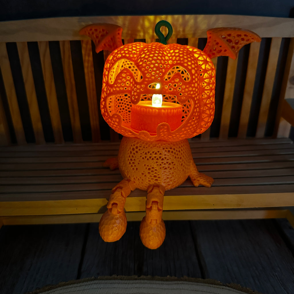 Halloweenpompoenfiguren met vleugels 🦇 – Zittende LED-lantaarns in 6 varianten