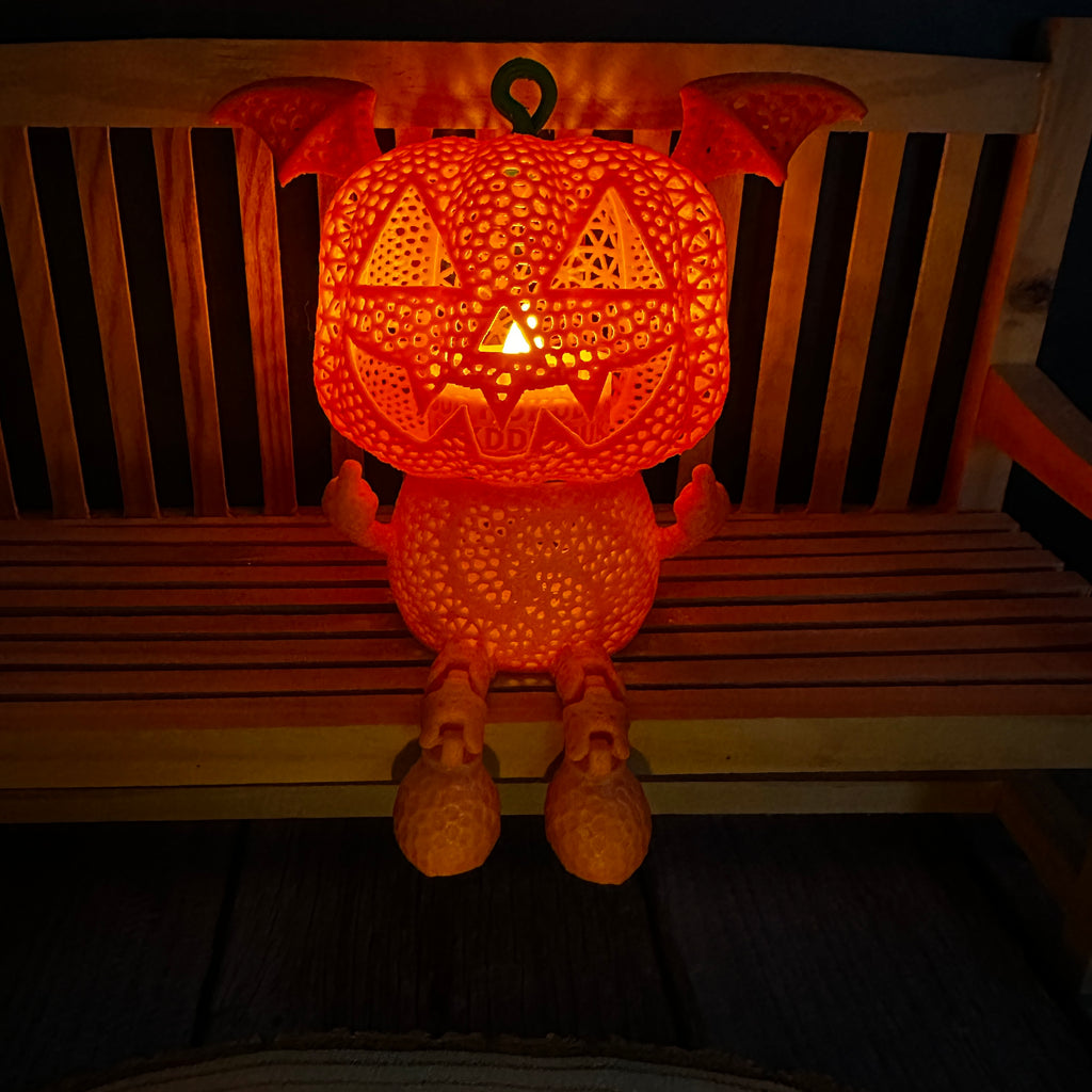 Halloweenpompoenfiguren met vleugels 🦇 – Zittende LED-lantaarns in 6 varianten