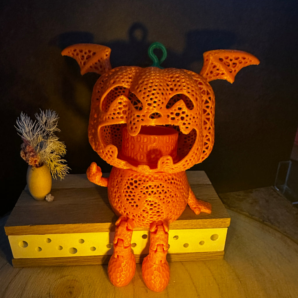 Halloweenpompoenfiguren met vleugels 🦇 – Zittende LED-lantaarns in 6 varianten