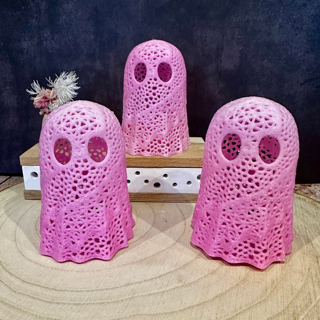 Set van 2 roze spooklantaarns – Halloweenversiering, weerbestendig en uniek