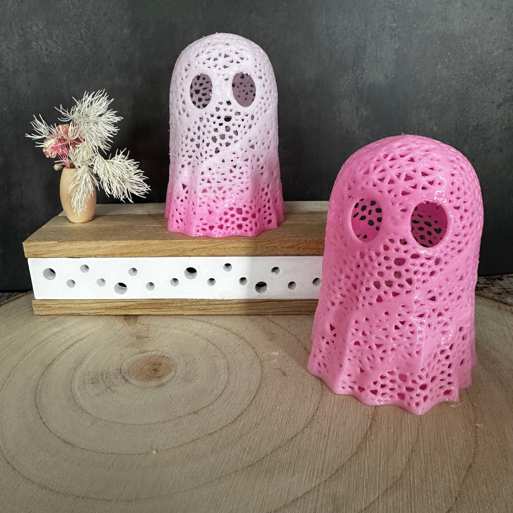 Set van 2 roze spooklantaarns – Halloweenversiering, weerbestendig en uniek