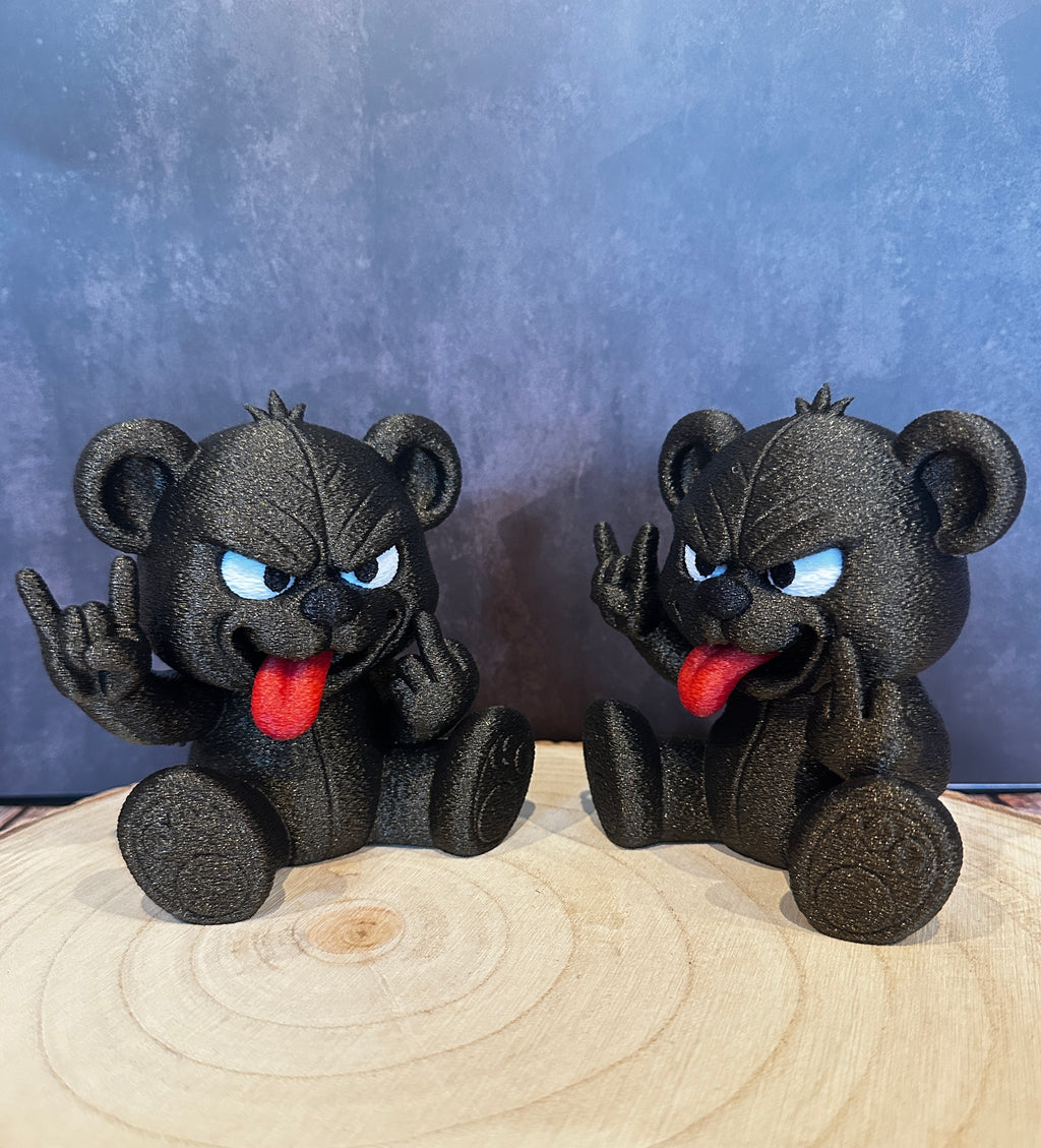 Rocker Bear-figuurtjes 🐻🤘🖕 – Een grappig decoratie- en cadeau-idee voor rock- en metalfans