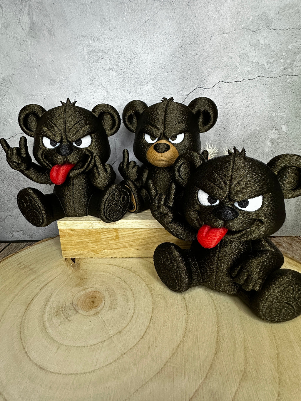 Rocker Bear-figuurtjes 🐻🤘🖕 – Een grappig decoratie- en cadeau-idee voor rock- en metalfans