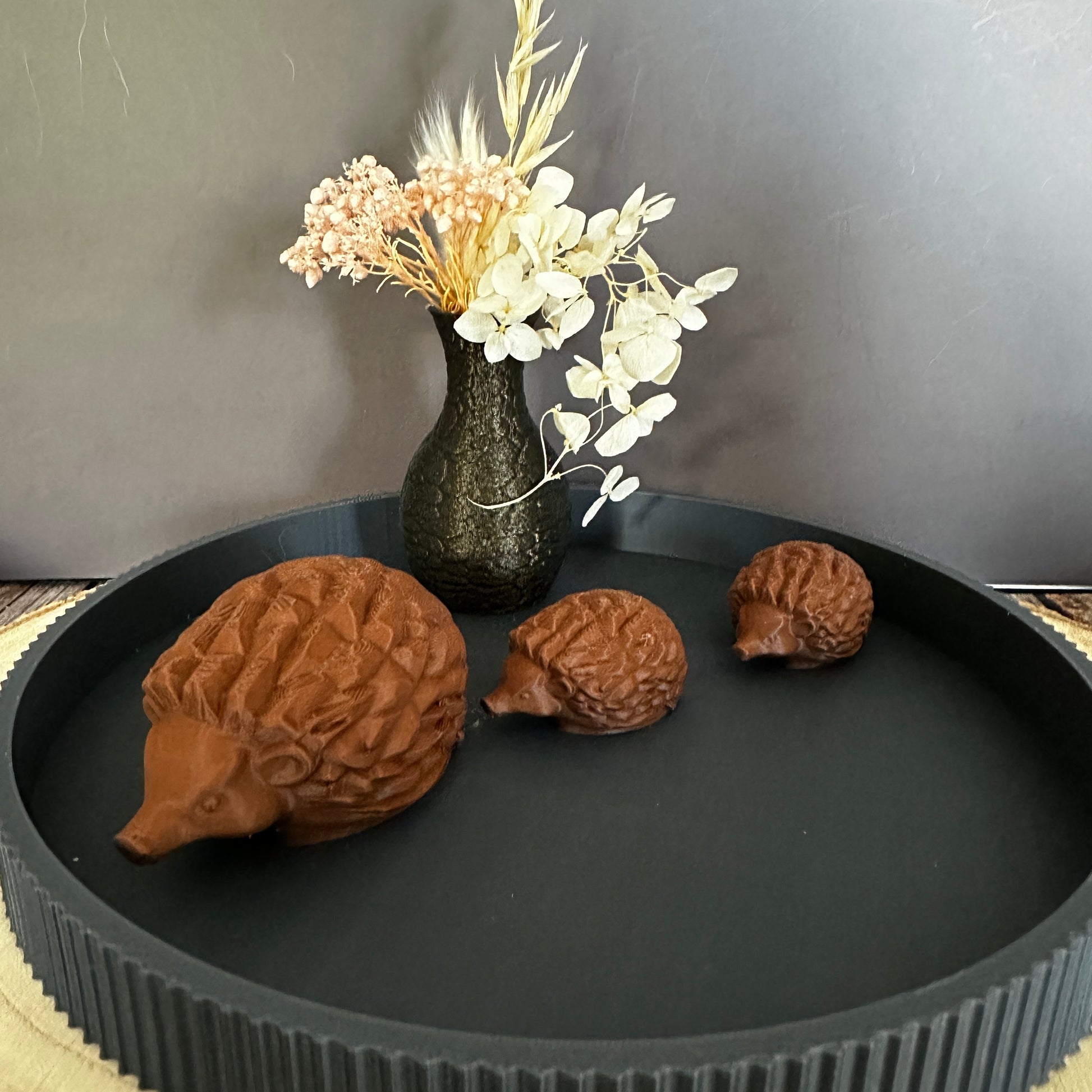 Herbstliche Igel-Familie – dekoratives 3er-Set für Zuhause