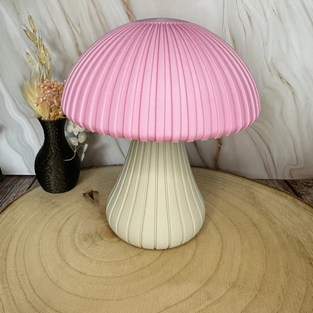 Decoratieve paddenstoel – Stijlvolle herfstdecoratie met gegroefde textuur | Middernachtgoud, bamboegroen of roze | Klein, groot of als duo