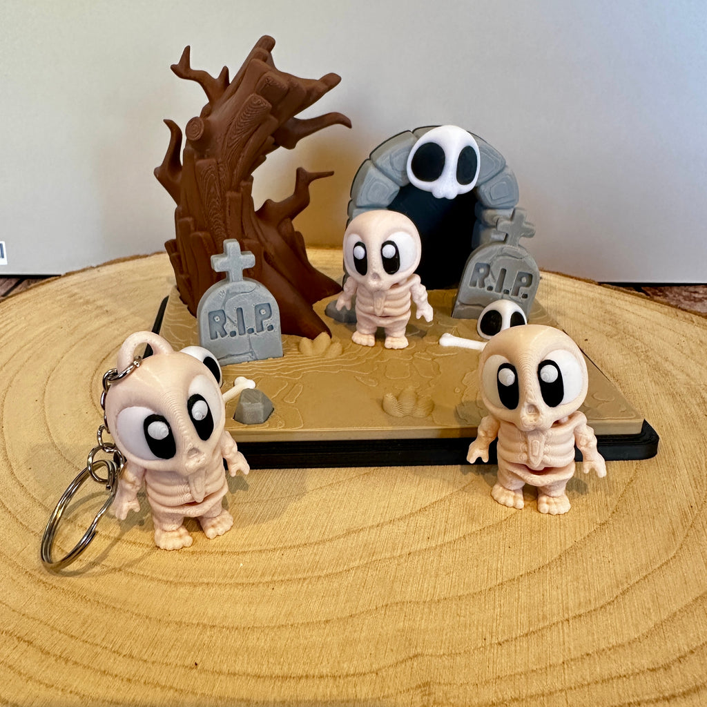Mini skelet sleutelhangertje – een leuk Halloween-accessoire en een leuk cadeau-idee.