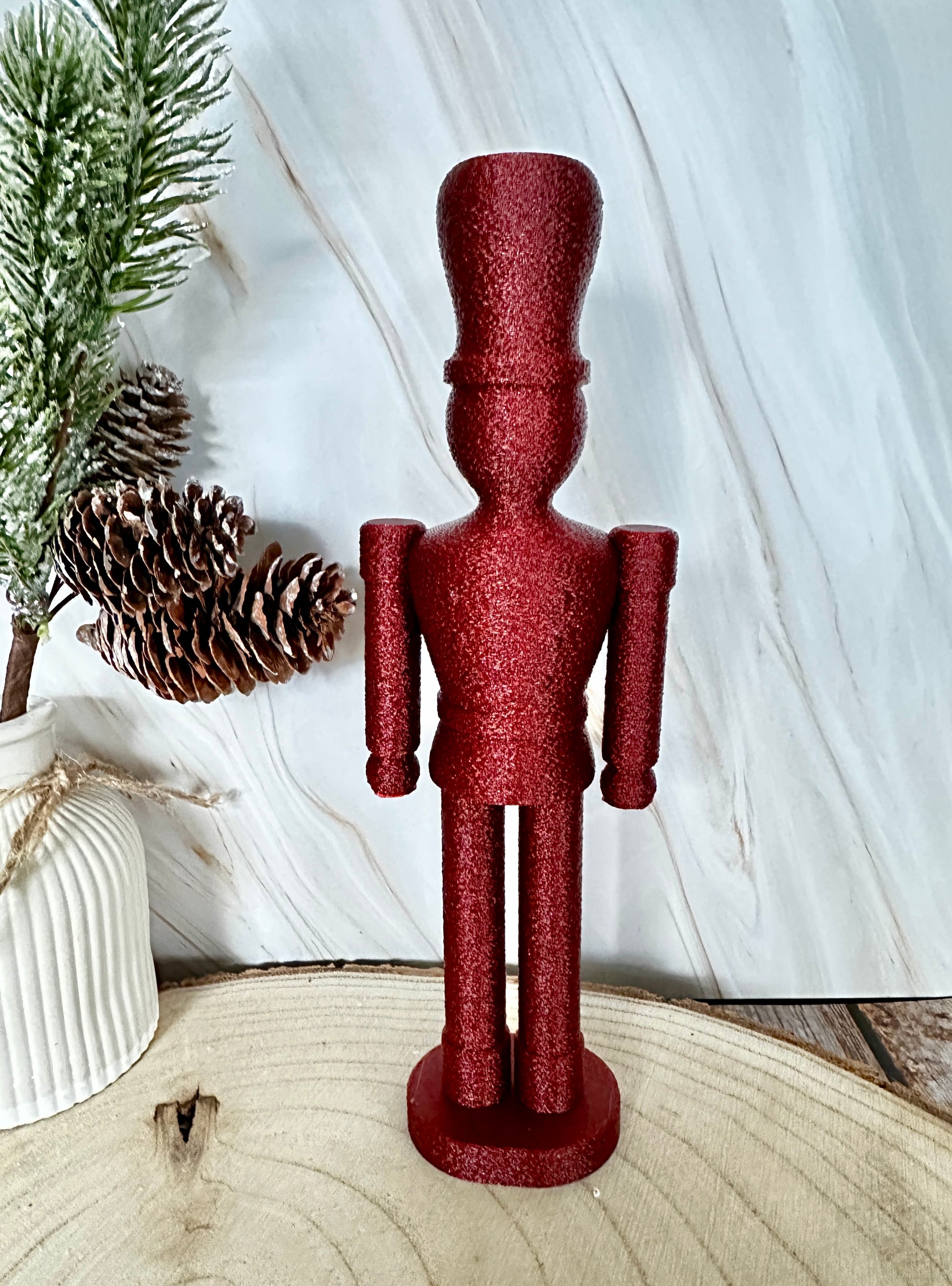 Moderne notenkraker 21 cm – Japandi goud of glitterrood | Minimalistische kerstdecoratie &amp; cadeau-idee