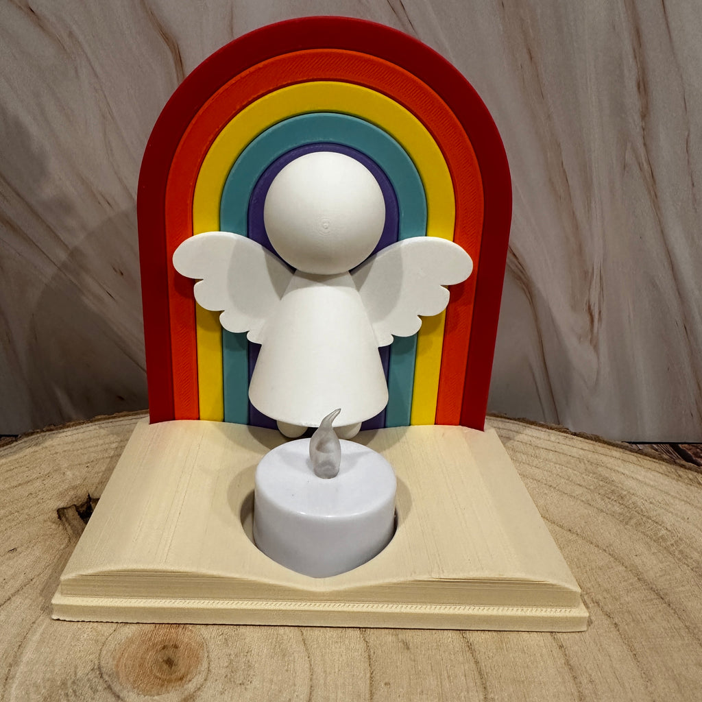 Regenboog Engel Theelichthouder – Cadeau en Liefdevolle Decoratie met Beschermengel