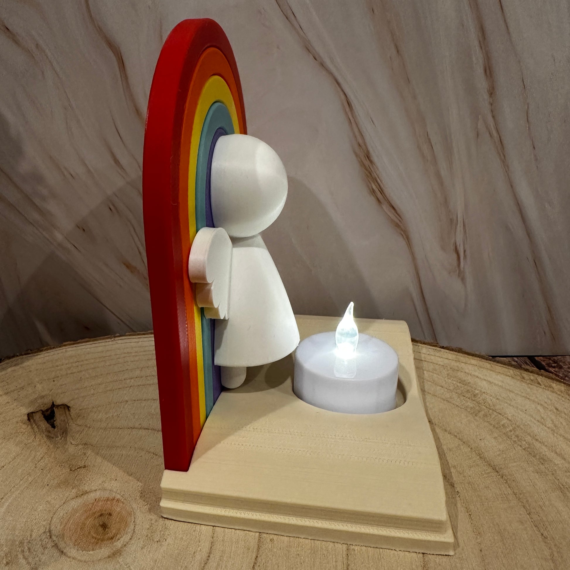 Regenbogen Engel Teelicht Halter – Schutzengel Geschenk & liebevolle Deko